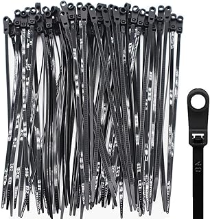 QYIMLI 100pcs Zip Tie with Screw Hole, Automotive Wire Self Locking Black Zip Ties (8inch)
