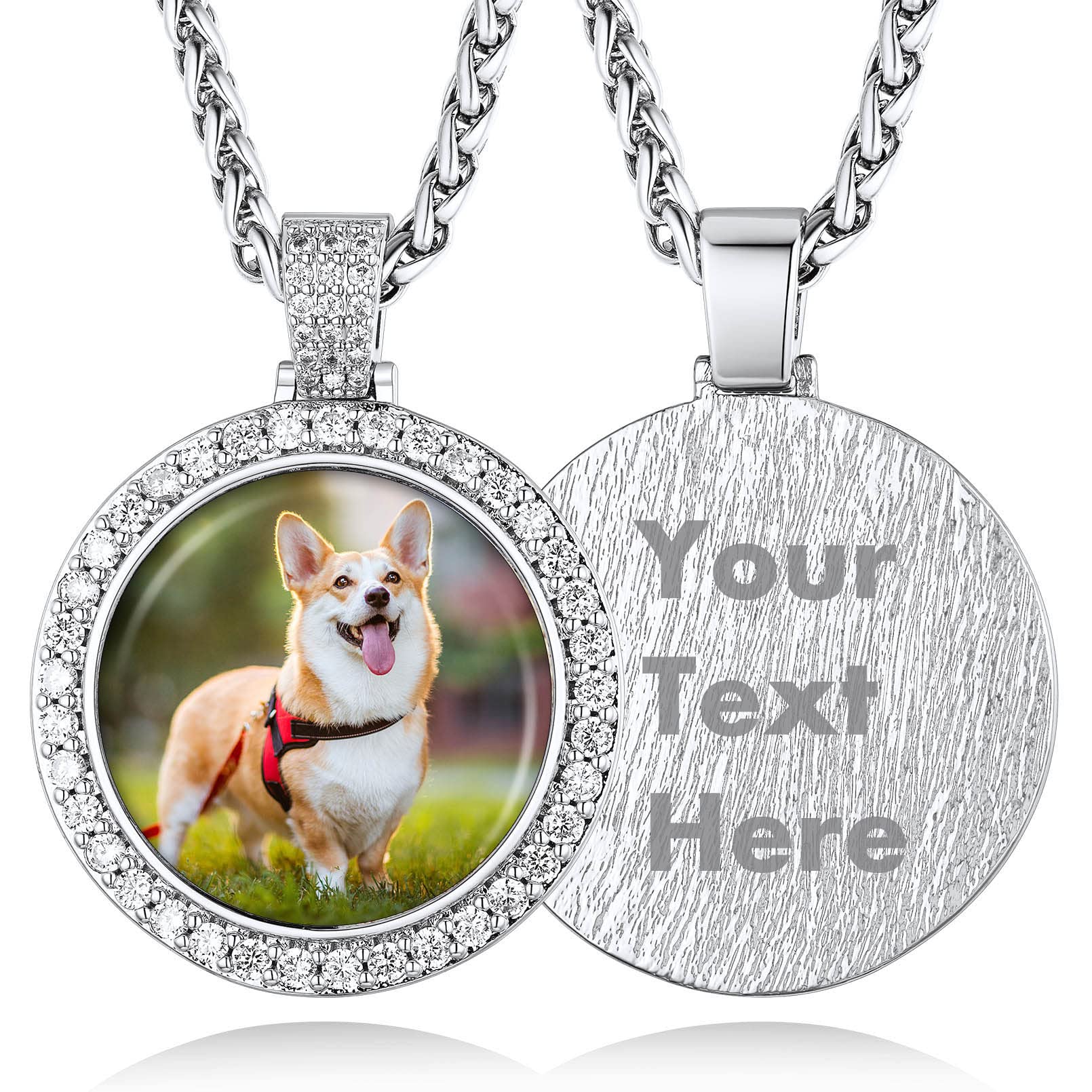 Custom4U Picture Necklace Personalized Photo Circle Chain for Men Women