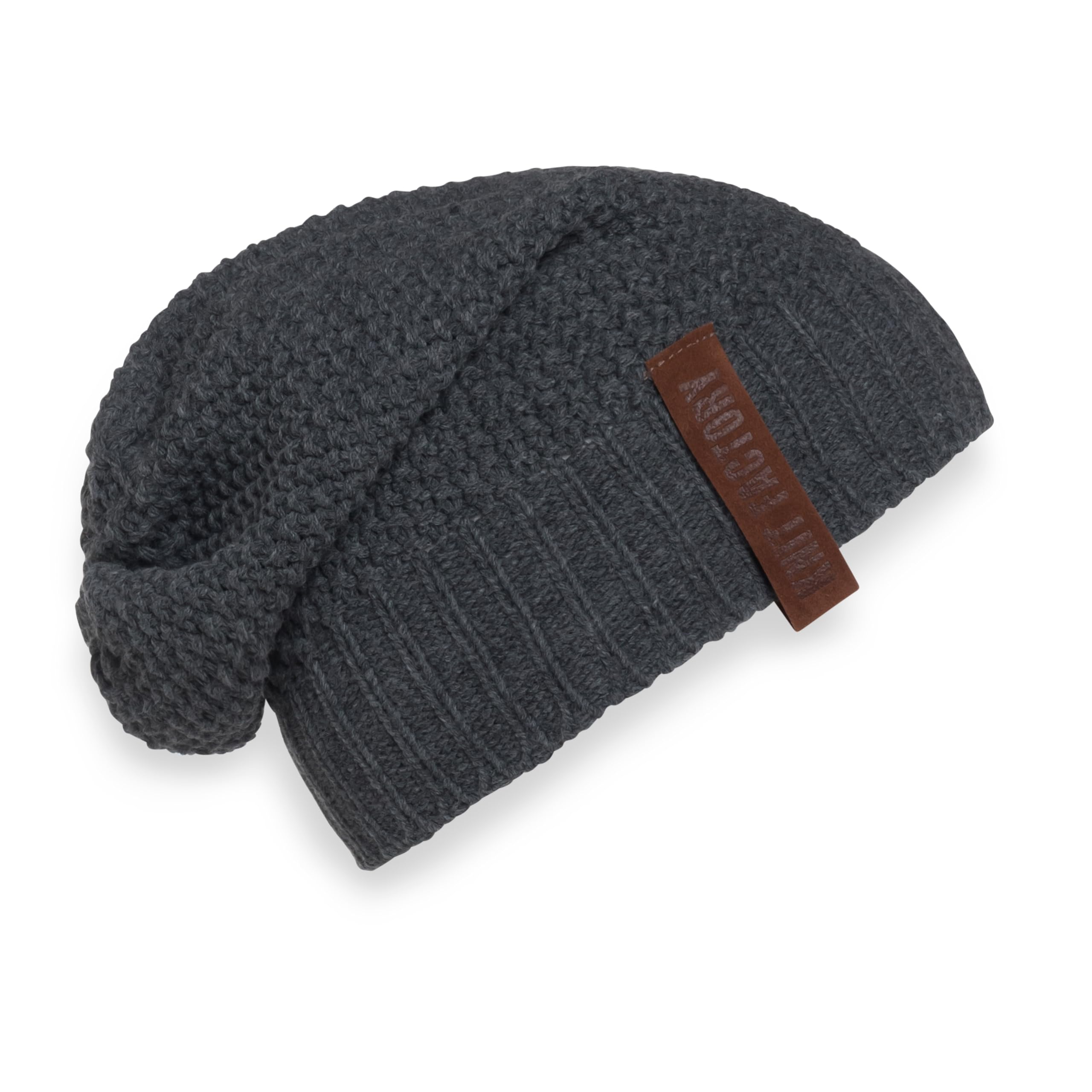 KNIT FACTORY - Coco Mütze - Strickmütze für Damen und Herren - Slouch Beanie - Wintermütze mit Wolle - Hochwertige Qualität - Anthrazit