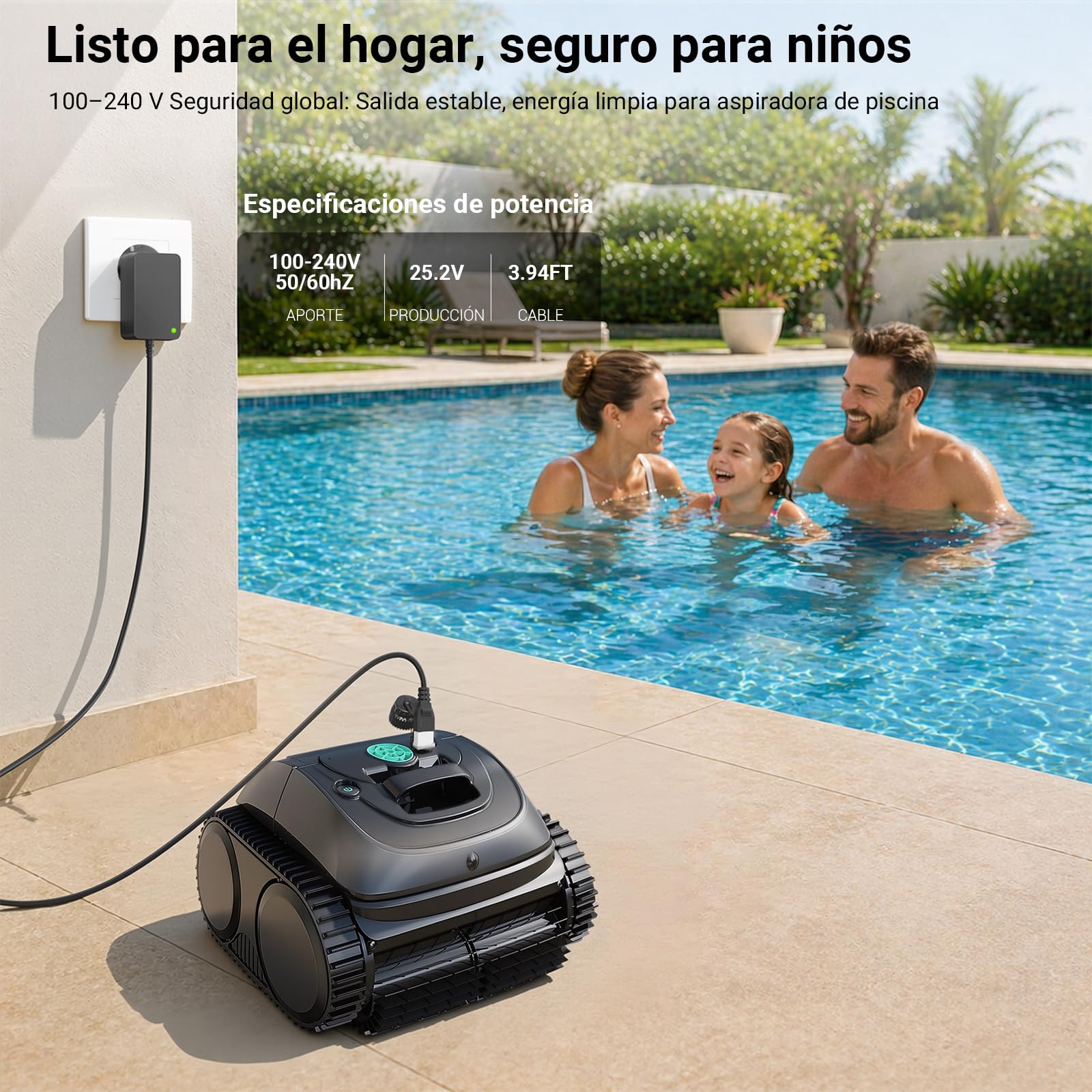 Bouge Pool Robot Cleaner Adaptador Compatible con Wybot C1 OS7010C Robot Aspirador Piscina 25.2V Sustitución Cargador Cable para Limpiafondos Piscina Automatico