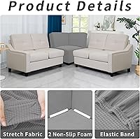 Vista 499 de Easy-Going - Funda elástica para sofá, 1 pieza, protector de muebles, suave, con parte inferior elástica, para niños, tela de jacquard de poliéster