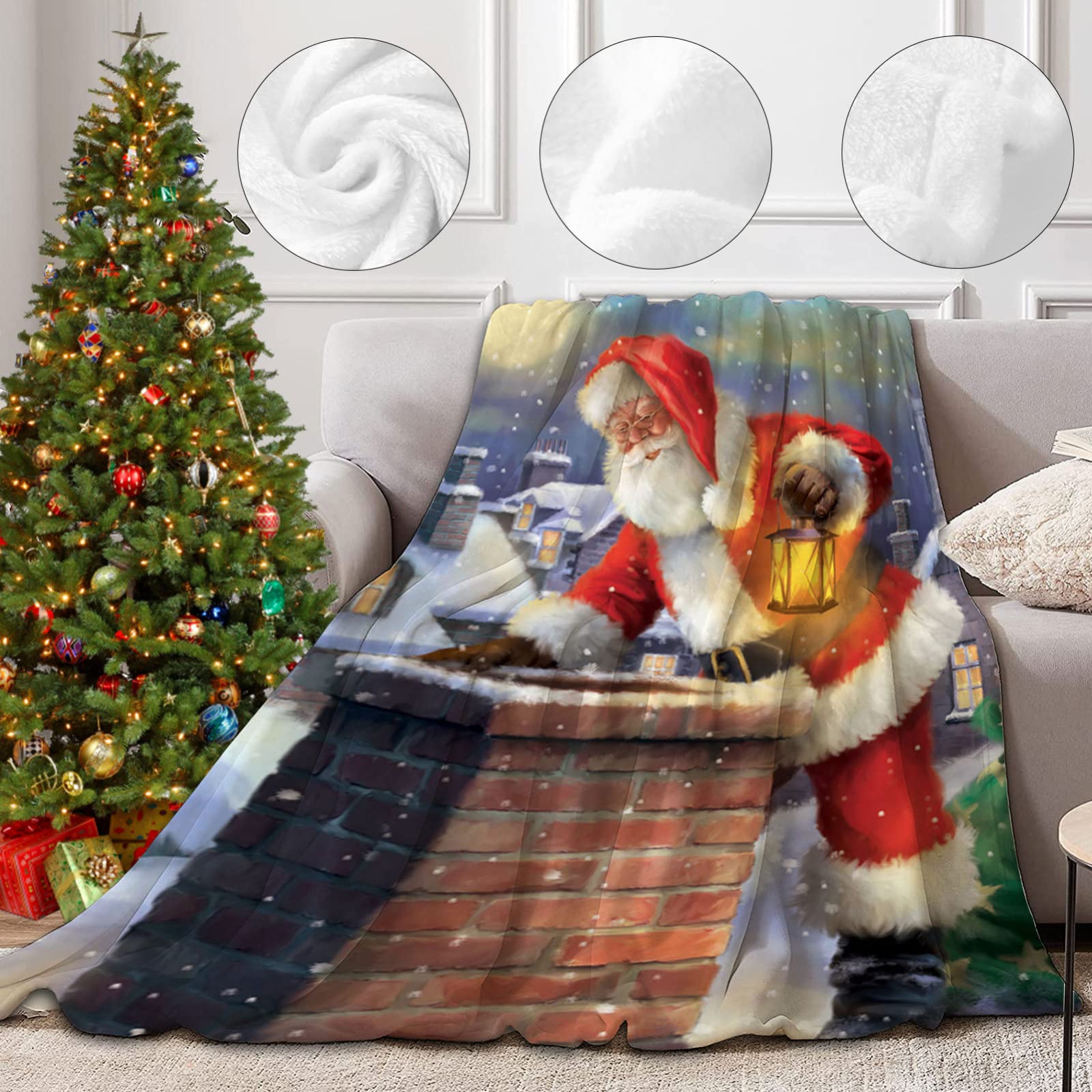 RDJSHOP Manta Navidad Feliz Navidad, Manta Navideña de Franela Santa Manta Mullida Ultra Suave y Acogedora para la Decoración del Hogar, Vacaciones de Invierno,Style5-150x220cm