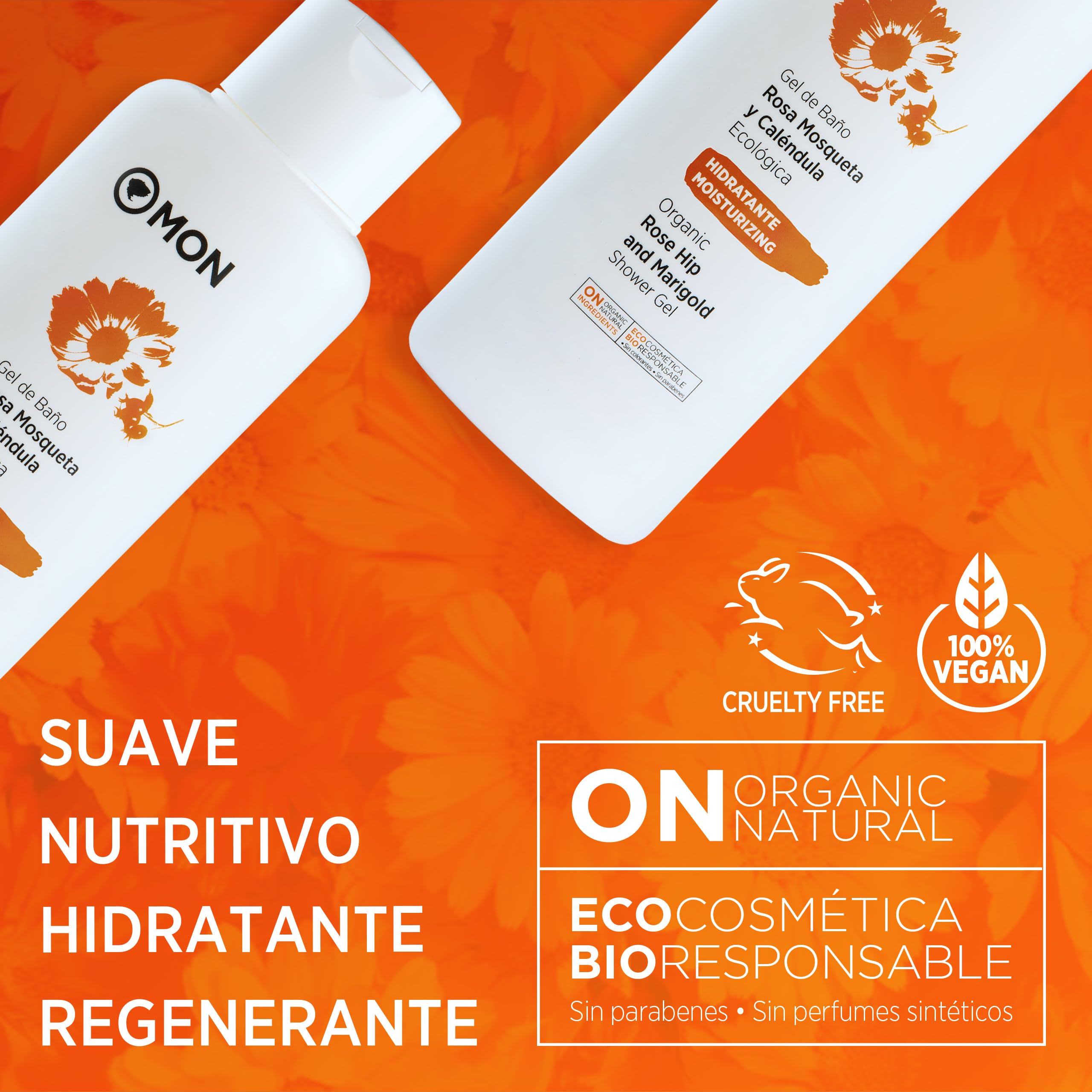 MON Gel de Rosa Mosqueta y Caléndula 750 ml – Puro 100% Con Ingredientes Naturales - Repara e Hidrata - Para Pieles Sensibles y Bebés