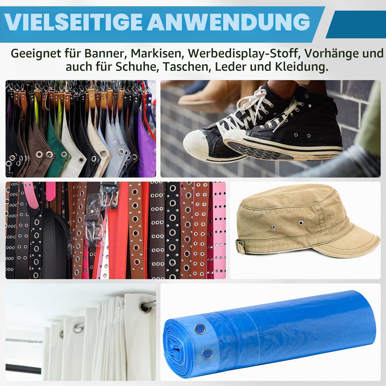 BOOMSTART Ösenmaschine Ösenpresse Set, Handpresse Ösenstanze Ösenzange mit Matrizen und 1500 Silbernen Ösen, 6mm 10mm 12mm Oesenpresse Oesenzange Oesenmaschine für Planen Stoff Banner Taschen