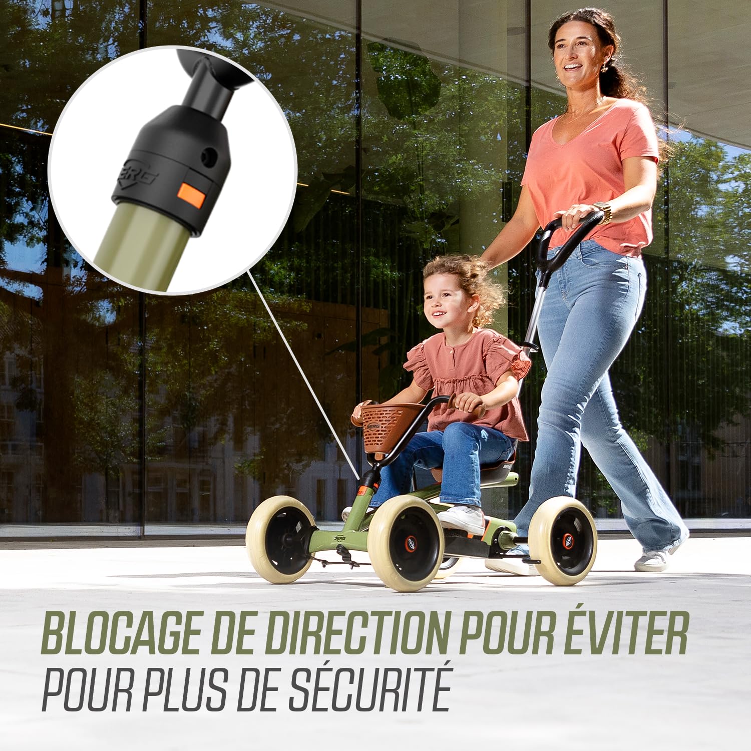 BERG Porteur Buzzy Retro 2-in-1 Vert | 2-5 ans, cadre robuste, selle réglable, volant réglable