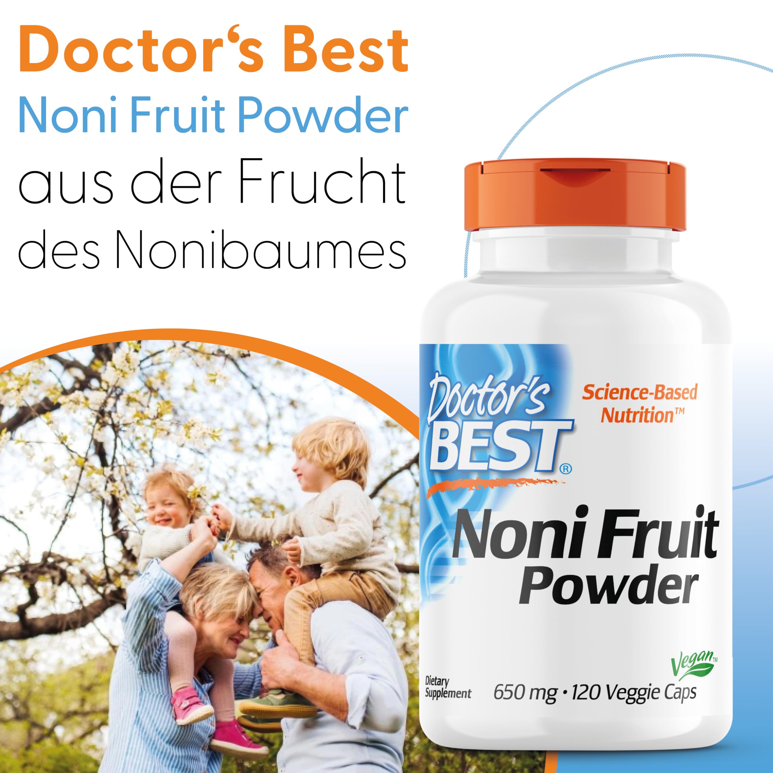 Doctor's Best, Noni Fruit Powder, 650mg, 120 vegane Kapseln, Laborgeprüft, Glutenfrei, Sojafrei, Vegetarisch