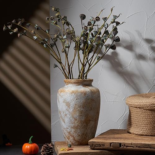 Large Ceramic Rustic Vase,10 inch Minimalist Decorative Farmhouse Vintage Tall Pottery Flower Vases for Home Decor, Living Room,Shelf Table Decoration,Wedding Housewarming Gift (Rustic)