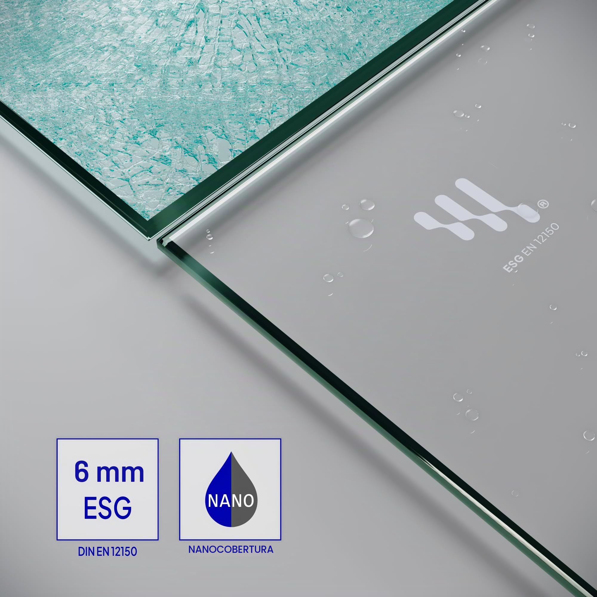 Mampara de Ducha Emma-75x75x180cm|REVERSIBLE|Puertas Plegables, Ajuste 73,5-75,5x73,5-75,5cm|Perfiles Cromo, Cristal Templado Transparente 6mm