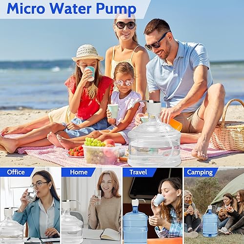 Miniatura 7 de Dispensador de agua de campamento para botella de 5 galones, bomba de botella de agua eléctrica portátil con carga USB, bomba universal de micro