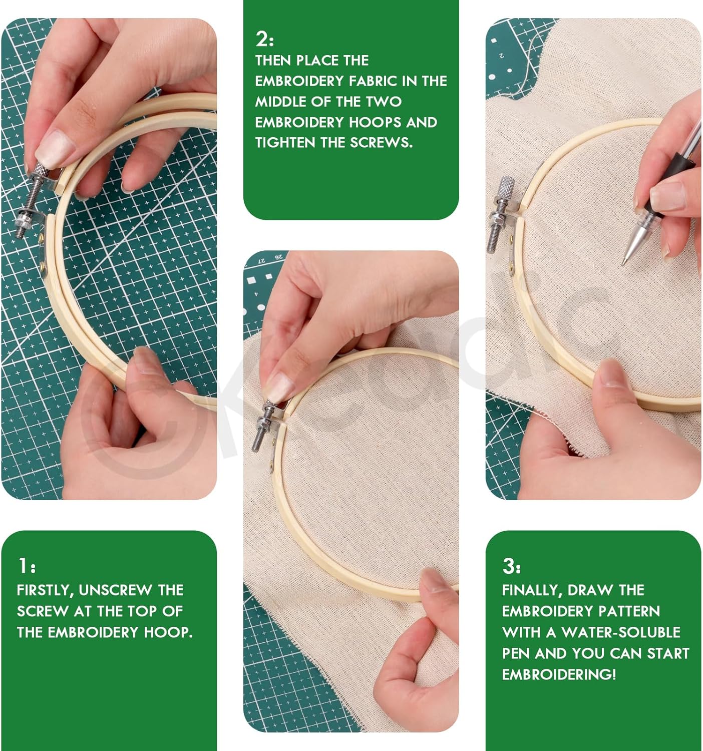 Keadic 78Pcs Embroidery Beginner Kit Contains 6 Colors Embroidery Fabric, Sewing Maker Pens, 50 Rainbow Colors Embroidery Thread, Circle Cross Stitch Hoop Rings, Cutter and Needles for Crafting