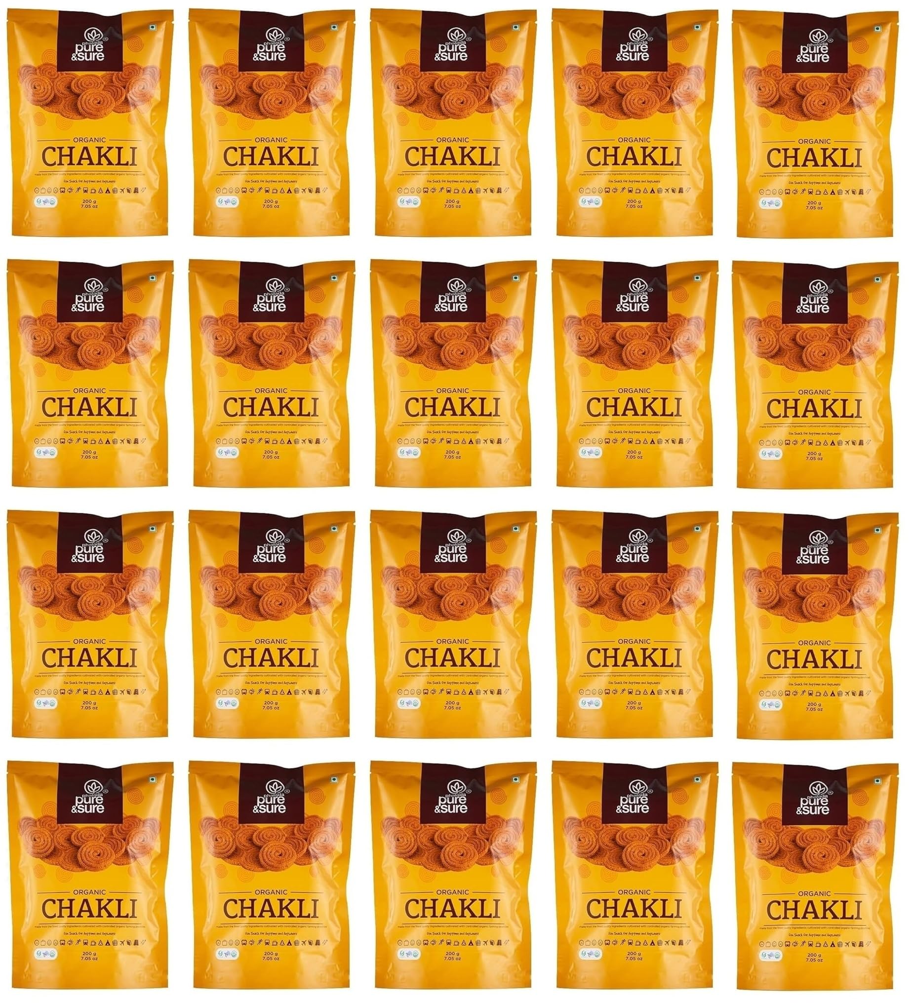 Pure & Sure Organic Chakli Snack 200gm (Pack of 20) | Delicious Crunchy Namkeen & Snacks | Ready to Eat Tea Time Snacks, Cholesterol Free, No Trans Fats, No Preservatives (B0CLM5BVKX) Amazon Price History, Amazon Price Tracker
