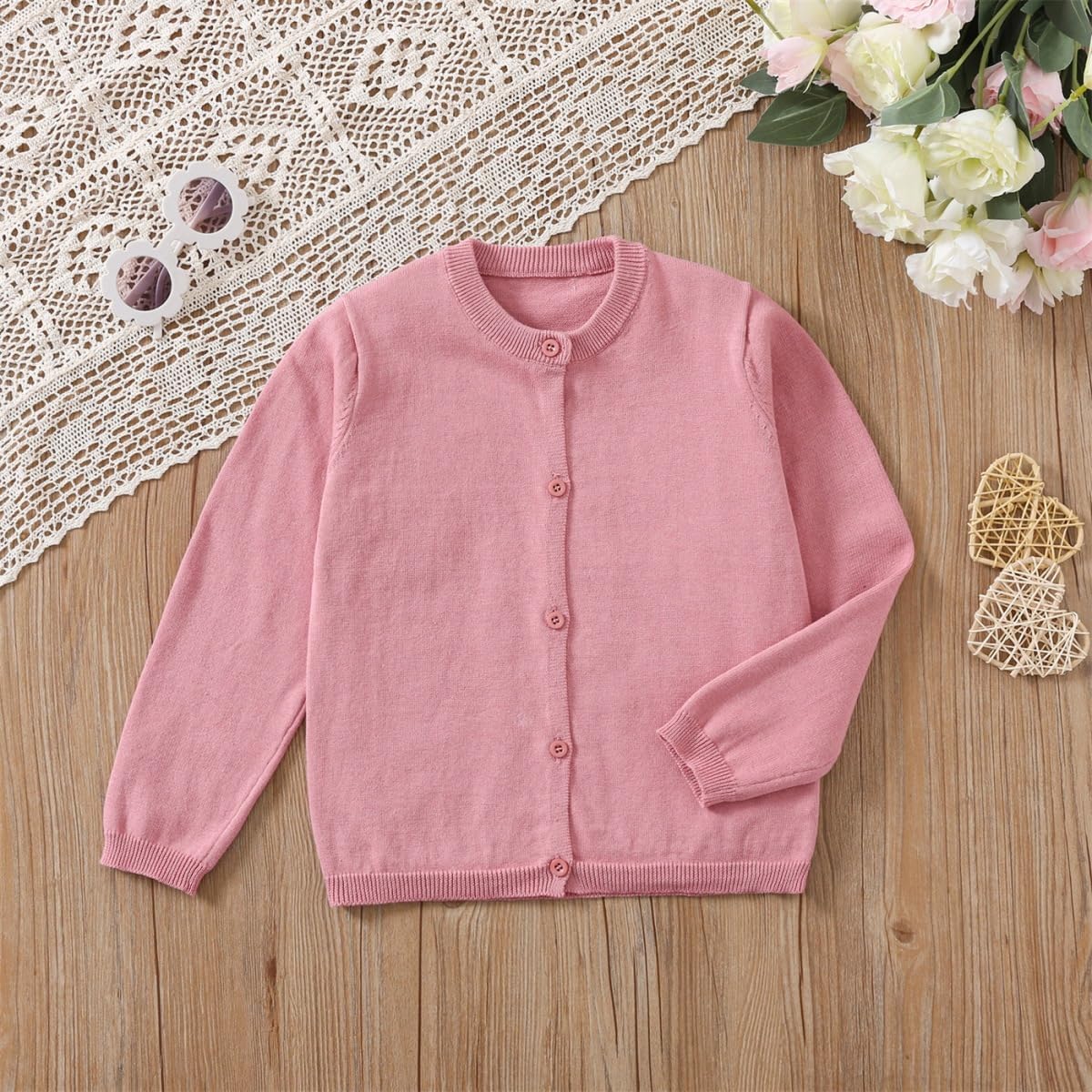 Girls' Cardigans Sweater School Uniforms Cotton Long Sleeve Lightweight Outerwear - Image 7