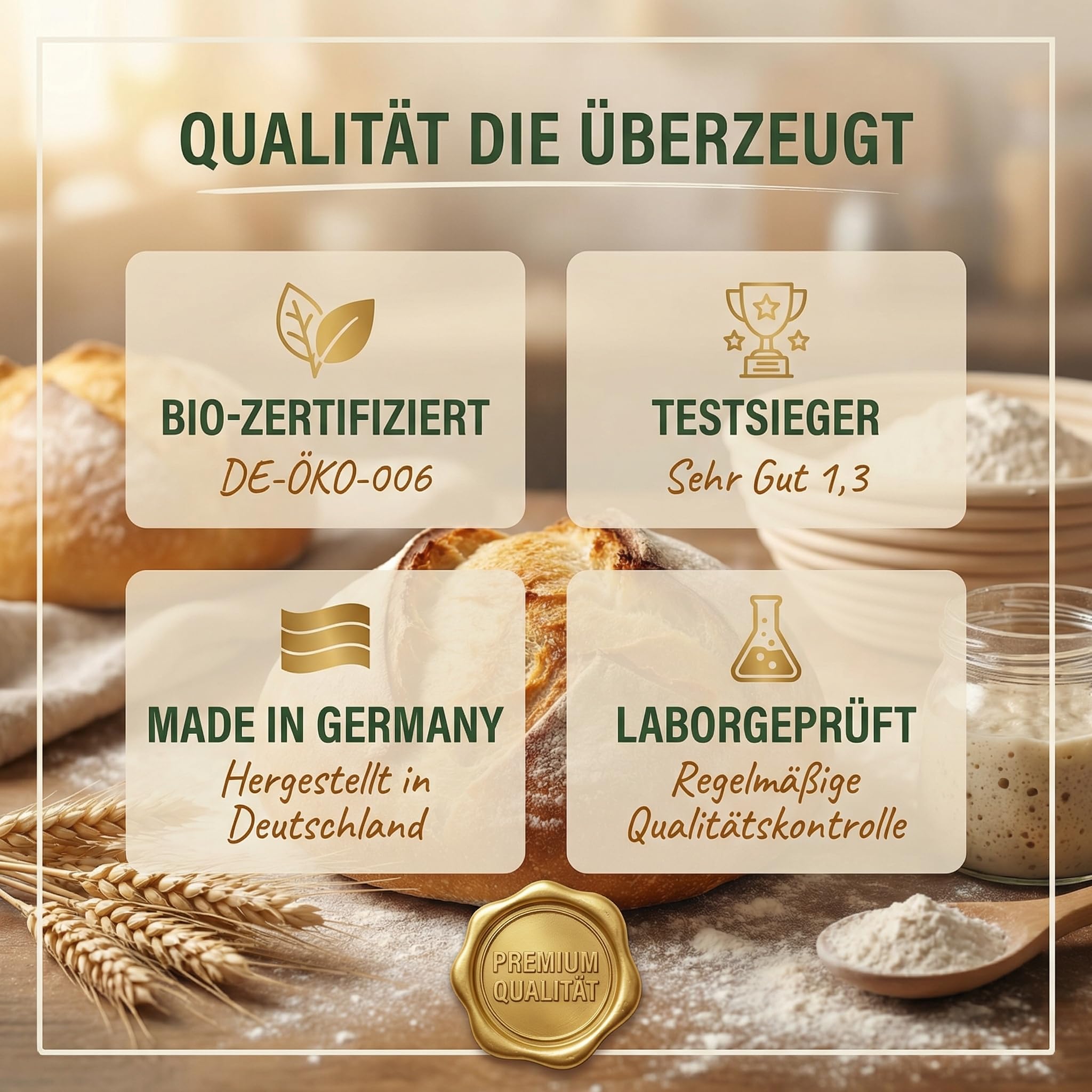 HeldenPilz | Masa agria orgánica fresca | Set para hornear pan + regalo | hacer pan crujiente tú mismo, incluye instrucciones y recetas, ingredientes 100% naturales (centeno para iniciar la levadura