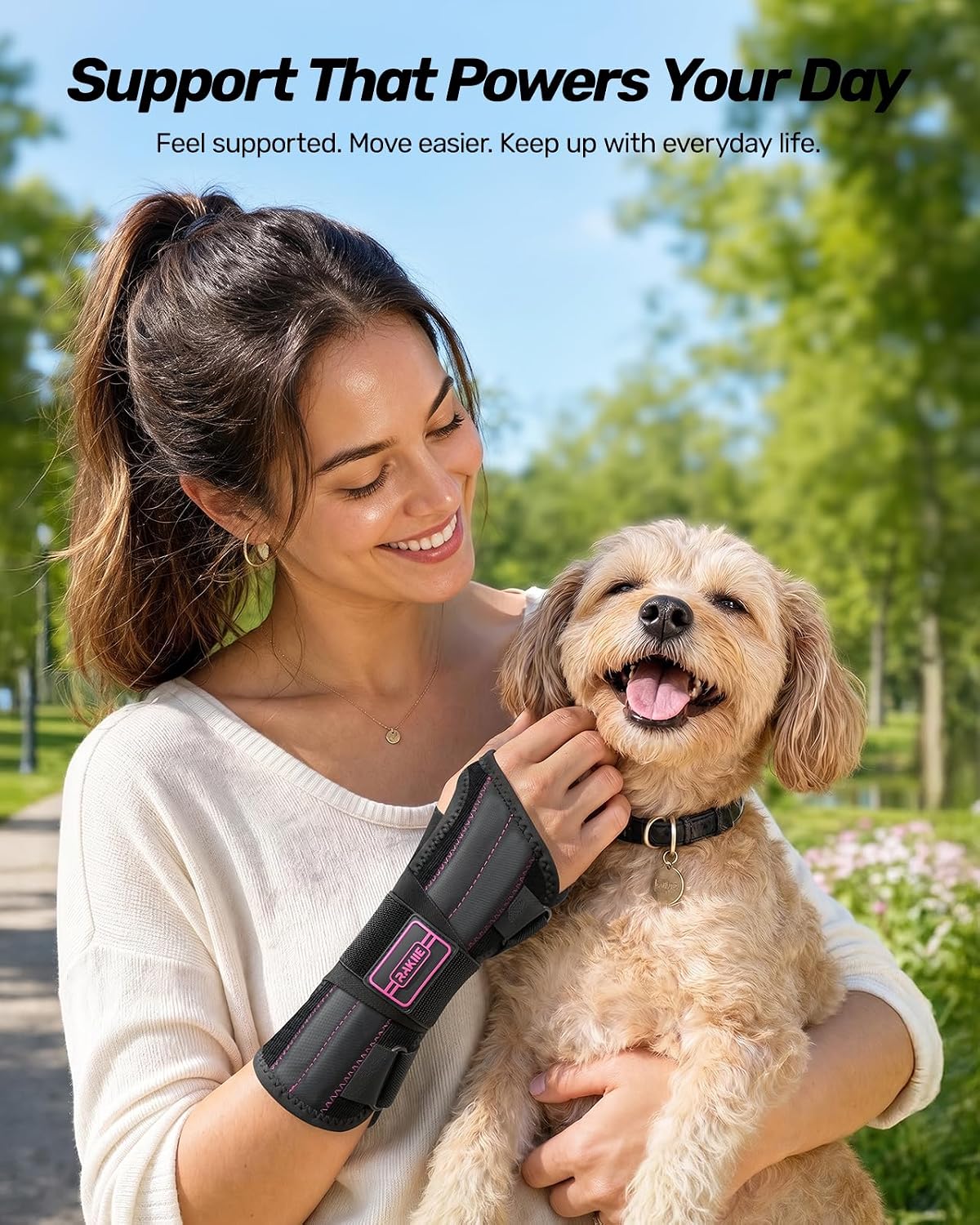 Rakiie Upgraded Carpal Tunnel Wrist Brace, Night Sleeping Support for Arthritis, Sprain & Tendonitis Pain Relief, Flexible 3-Bar Support, Breathable Hand Splint for Typing, Work & Housework, Fit for Men & Women (Pink, Medium, Right Hand)