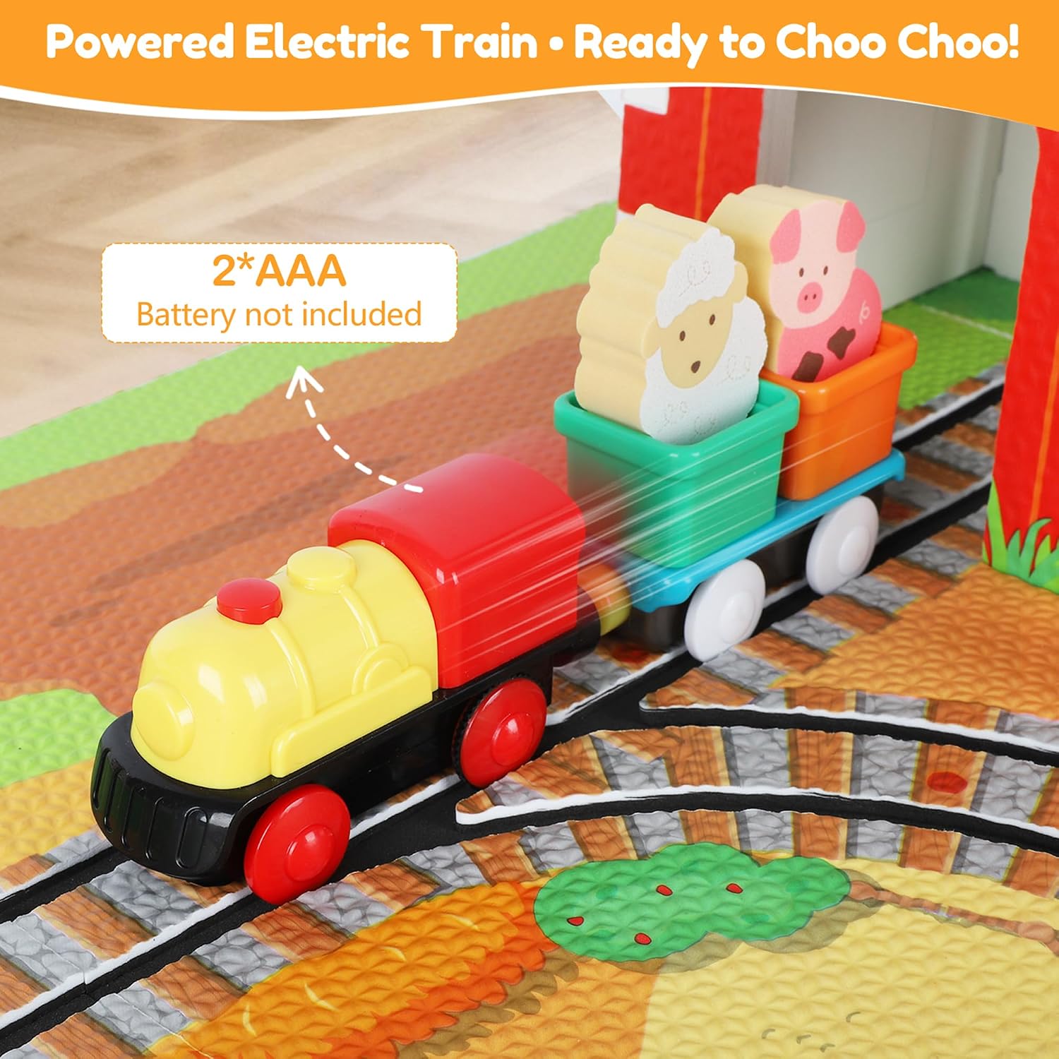 Farm Animal Train Set,43PCS EVA Foam Puzzle Track Playset image 4