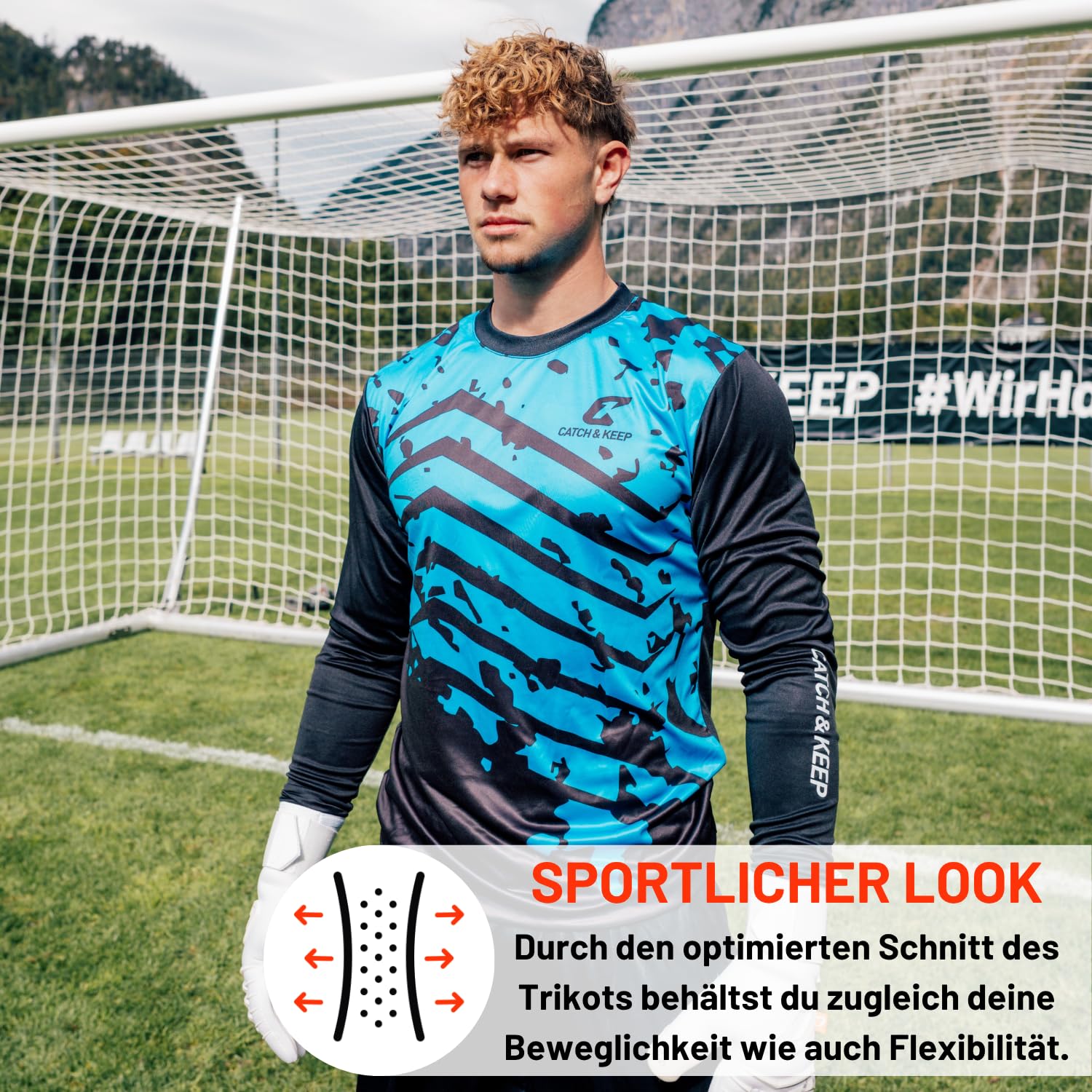 CATCH & KEEP Protection Torwarttrikot - Fußballtrikot Damen, Herren & Kinder - Ellenbogen-Polsterung - atmungsaktives Fußball Trikot - optimaler Schutz