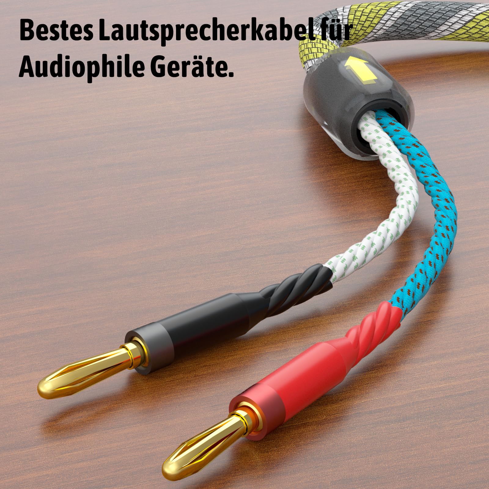 Cable de altavoz de alta gama de cobre sin oxígeno, 2 x 6,3 mm² (9 AWG) latón chapado en oro, cable de altavoz (un par) (3 M/9,9 ft)