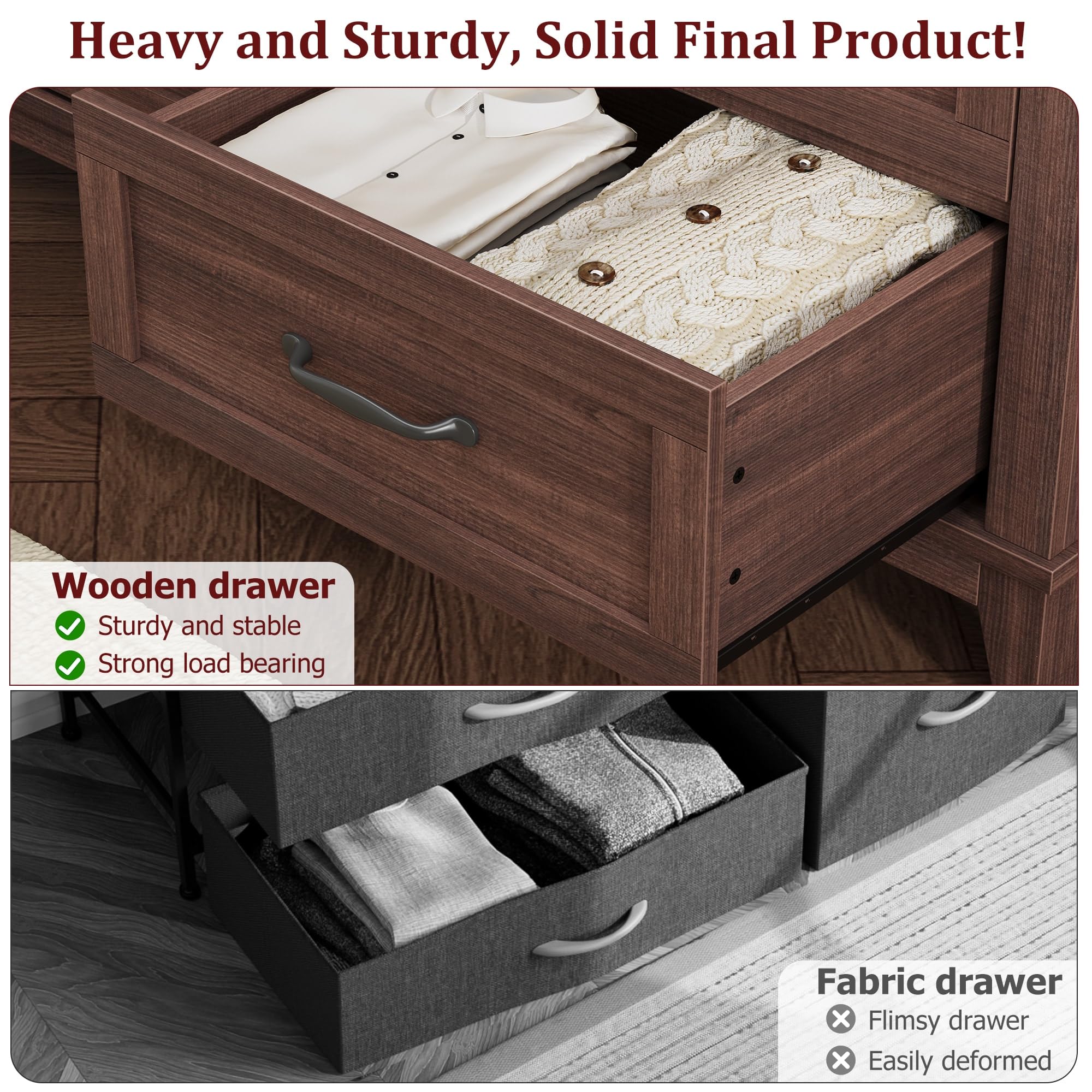 GarveeHome 6 Dresser for Bedroom, 47 in Wide Drawer Dresser with Storage Freestanding, Wooden Closet Storage Chest for L — product photo