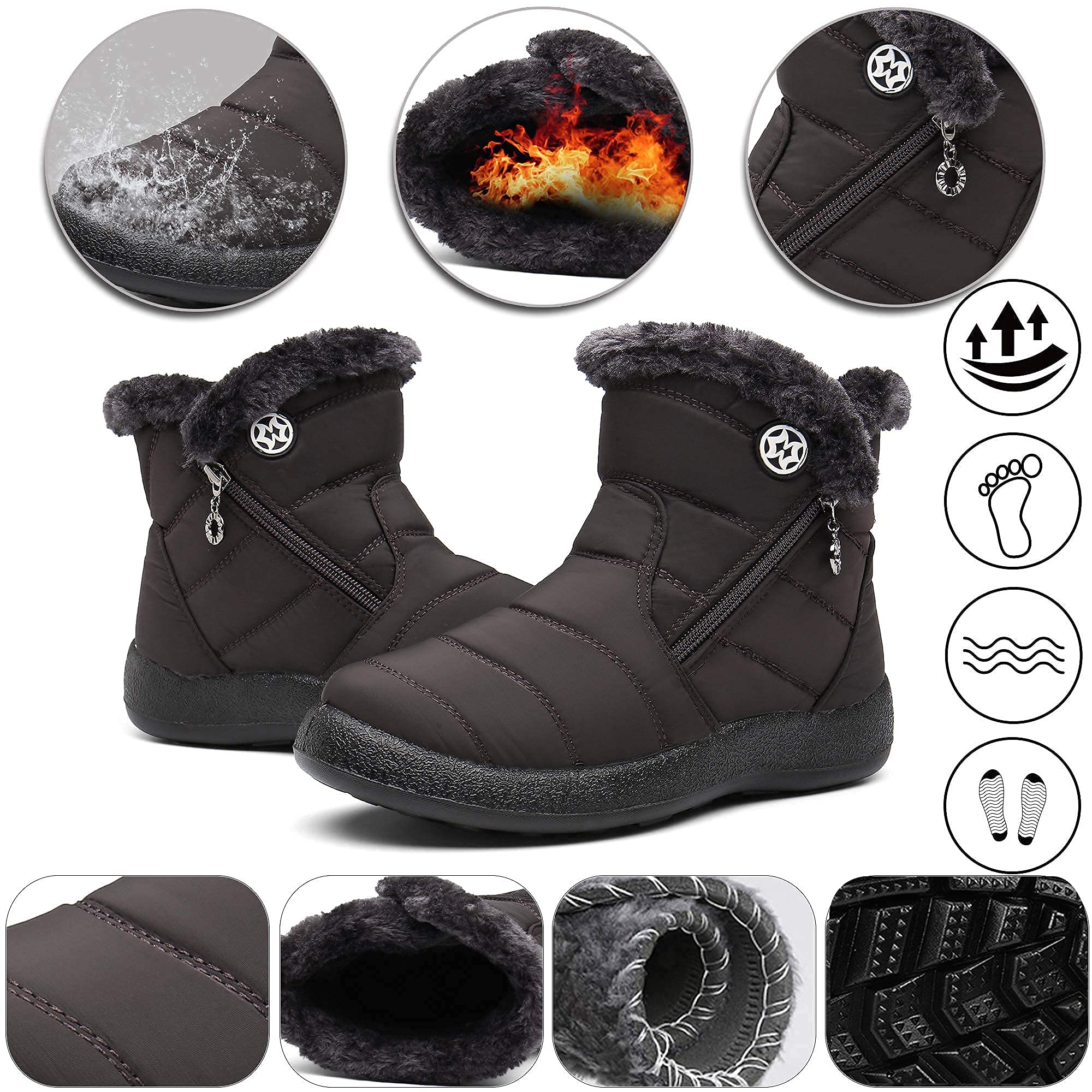 Gaatpot Stivali Donna Stivaletti Invernali Stivali da Neve Caldo Peluche Scarpe Impermeabili 36-43