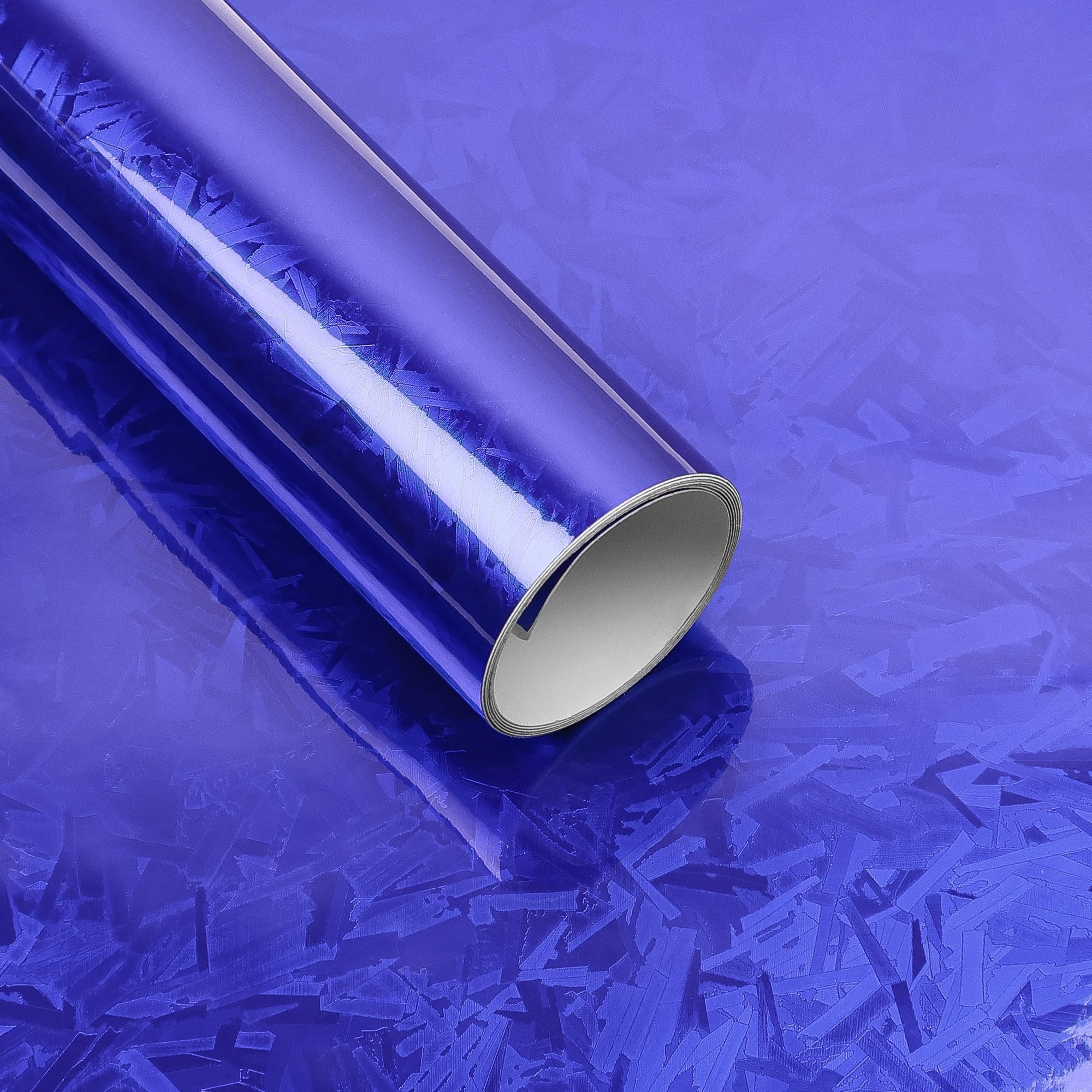 Lypumso Forged Carbon Fiber Vinyl Wrap, Gloss Holographic Chrome Mirror Car Wrap Vinyl DIY Auto Sticker Decal Film Sheet with Bubble Free Air Release (Blue, 1ft x 5ft)