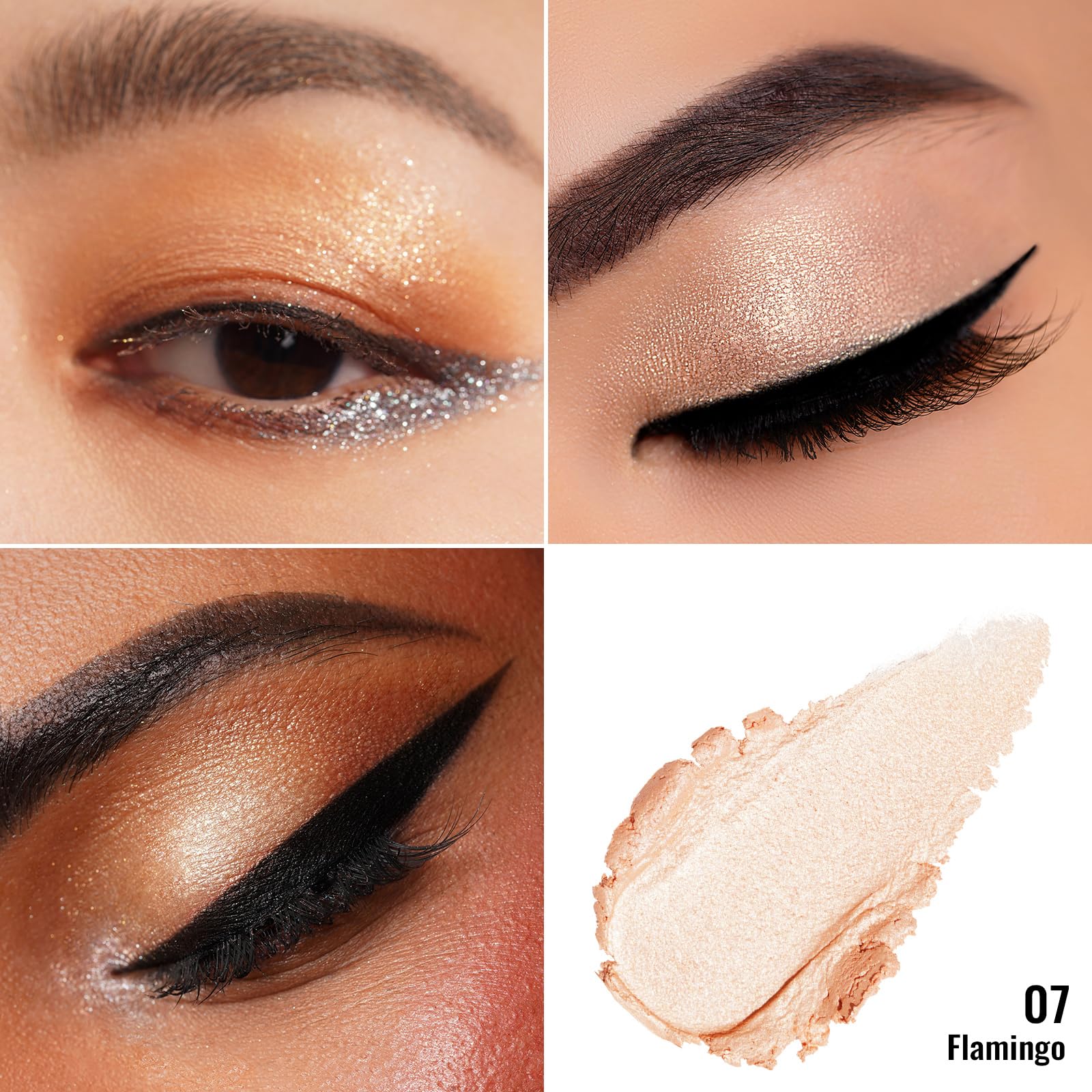 OULAC Cream Eyeshadow, Glitter Peach Eyeshadow, Holds Makeup For 12 Hours +, Waterproof and Sweatproof, Crease Resistant, Vegan - Image 3