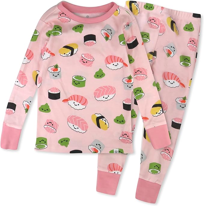 HonestBaby baby-girls 2-piece Pajamas Sleepwear Pjs 100% Organic Cotton for Baby, Toddler, Kids, Girl