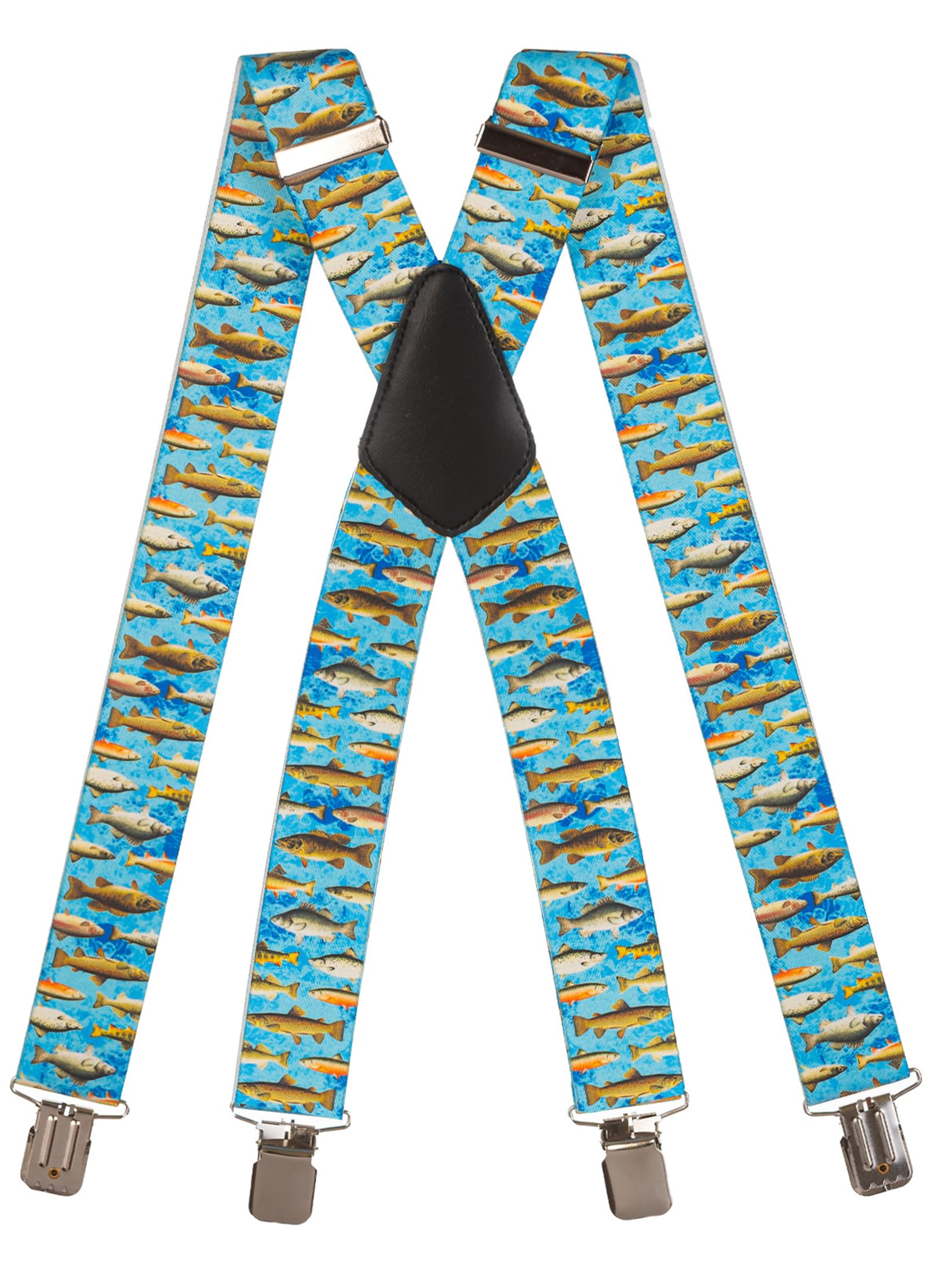 Olata Men's Fish A Heavy Duty Printed X-Shape Braces/Suspenders, 4Cm