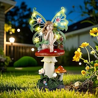 10 Pot Fountain Ideas for Easy DIY Water Features 94 Solar Fairy Garden Decor Flower Fairies Mushroom Figurines with Snail De...