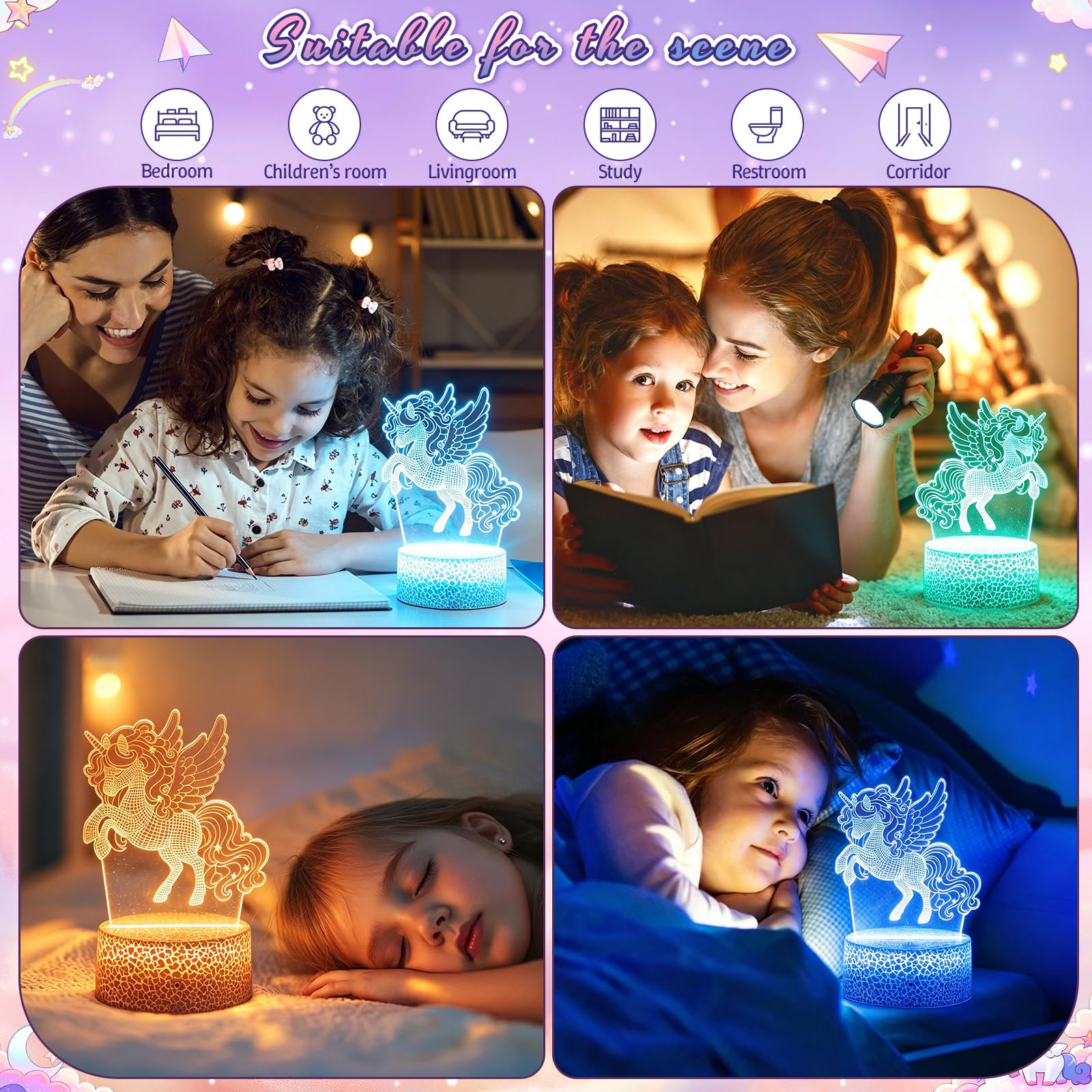 Calendario dell'Avvento con unicorno 7 giorni, scatola regalo per ragazze, conto alla rovescia con unicorno, regalo di compleanno per ragazze da 3 4 5 6 7 8 9 10 anni, calendario del conto alla