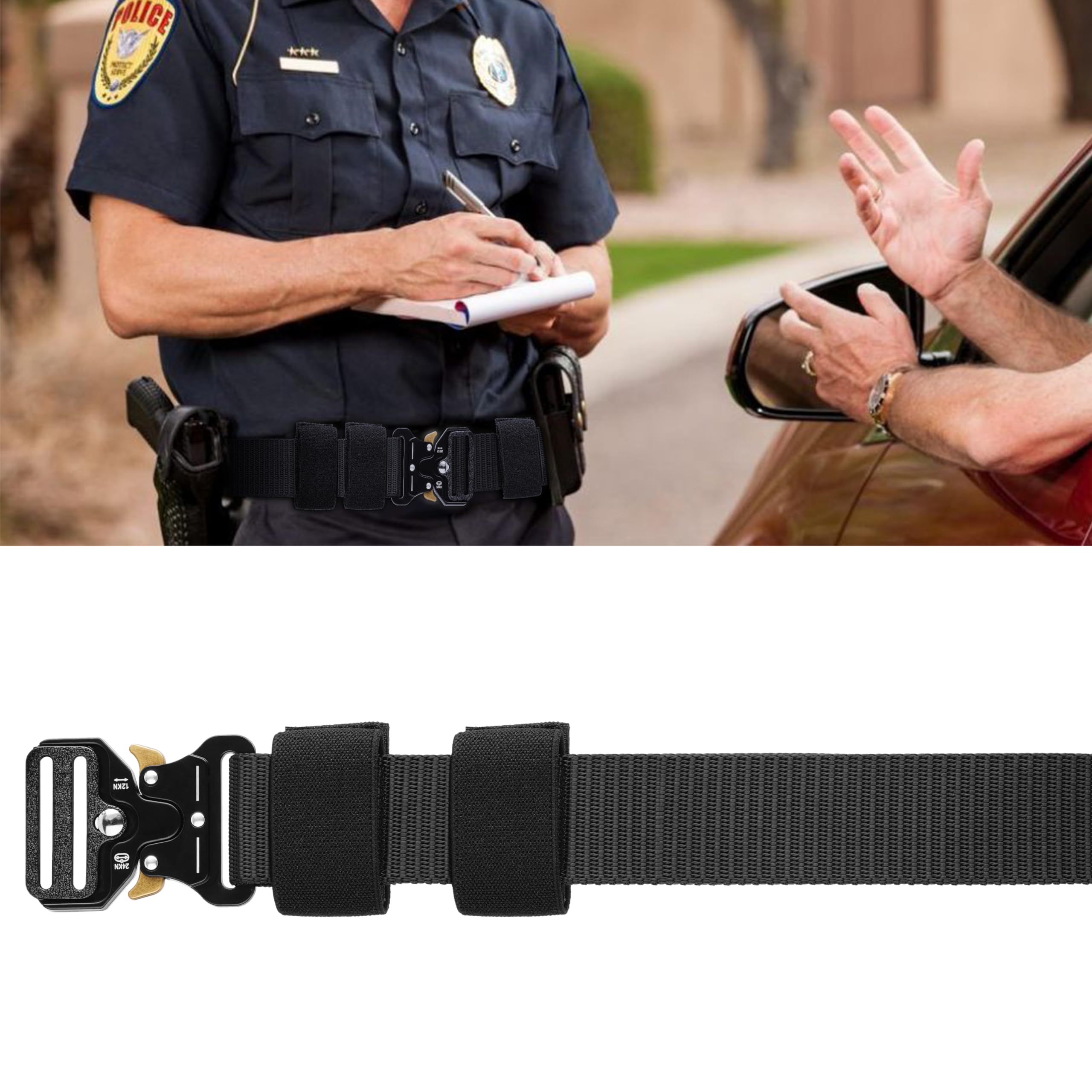 Wisdompro Elastische Klettverschluss Gürtelschlaufe 4 Stück, Belt Keeper für 5-5,7 cm Breite Gürtel, Gürtelschlaufen für Polizei/militär/taktischer Gürtel(Schwarz)
