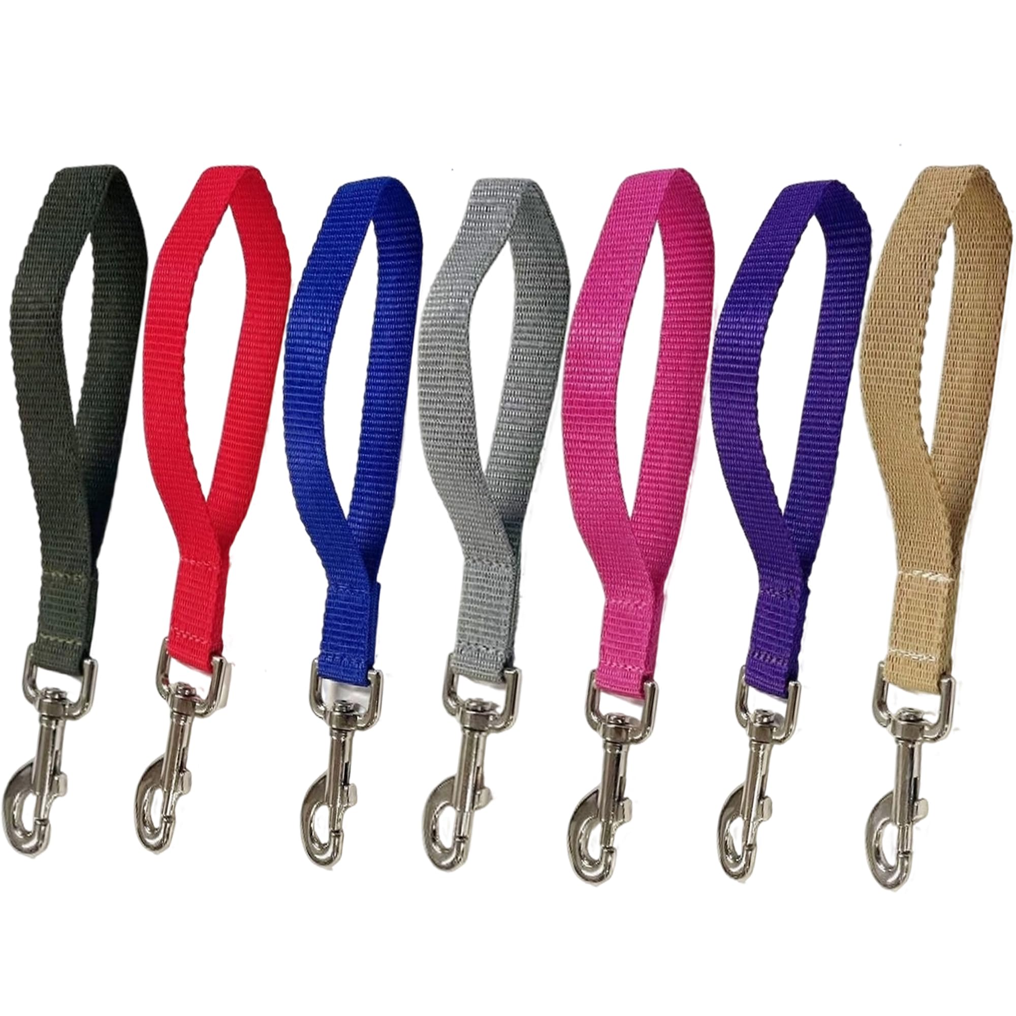 Short Dog Training Lead with Traffic Control Handle, 25mm Wide, Multiple Colours, 10 Inches Length (Black)