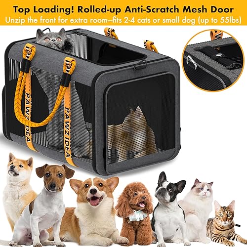 Vista 48 de PAWZIDEA Transportador de mascotas expandible aprobado por aerolíneas, transportador de perros pequeños de 18 x 11 x 11 pulgadas, transportador