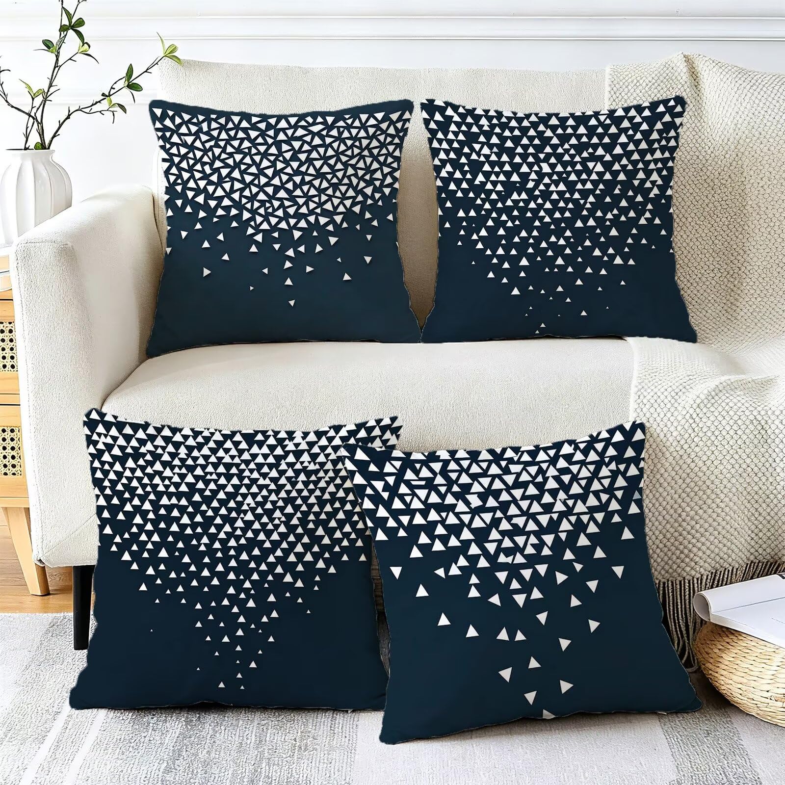 Blu Federe Cuscini Divano 65x65cm, Cuscini da Esterno Set de 4, Cod-149 | Velour Copricuscini Decorativi Letto Arredo, per Letto, Soggiorno, Giardino, Esterno, Casa Decorazione Set di 4 Astratto