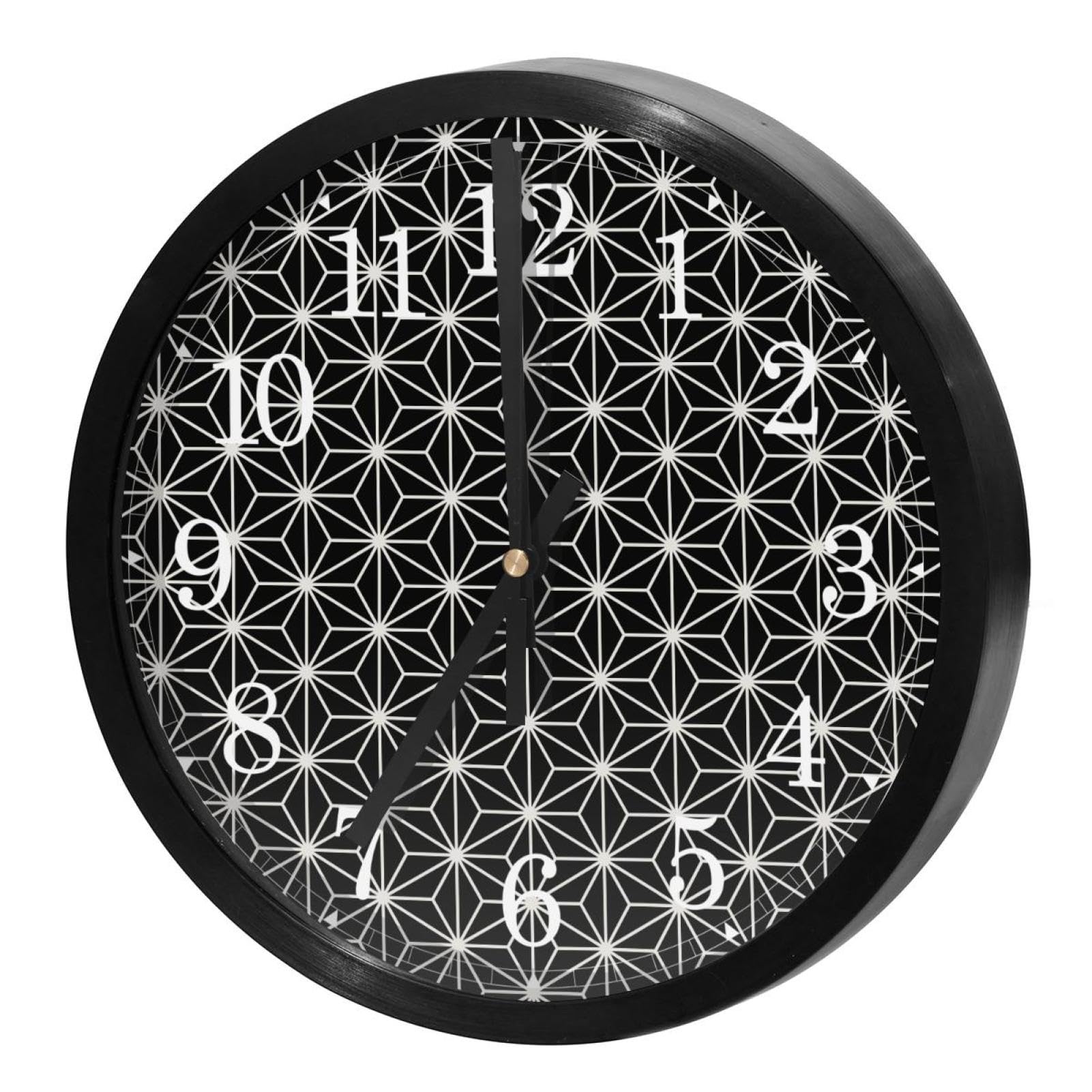 Horloge murale silencieuse à quartz noire et blanche design étoile pour cuisine et bureau