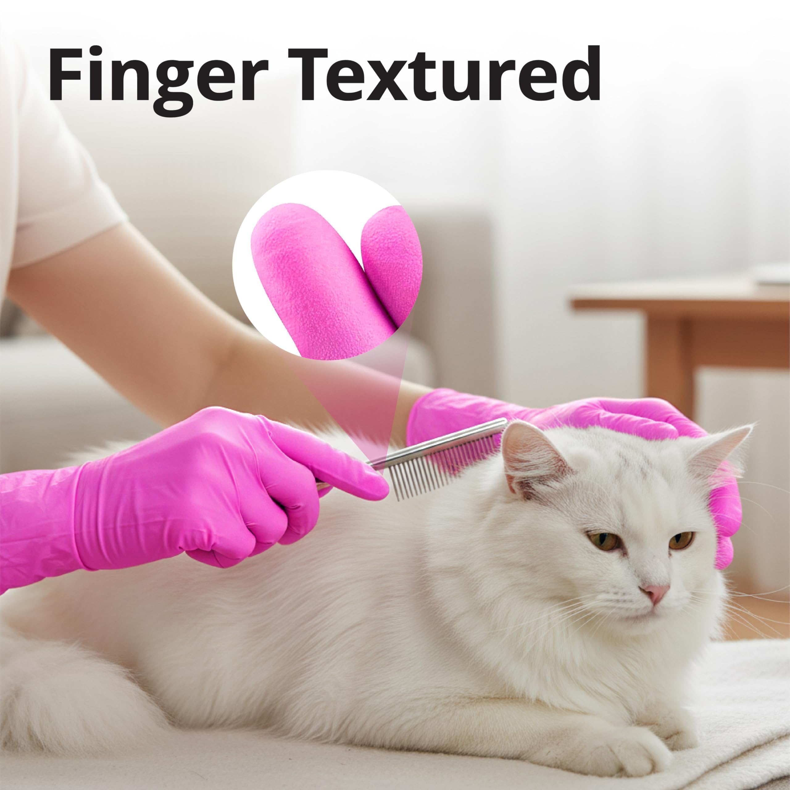 SwiftGrip Guantes de nitrilo sin polvo, XS, caja de 1000 (10 cajas) – 3 mil, desechables, sin látex, para cocina, limpieza, esteticistas, peluquero – rosa/fucsia