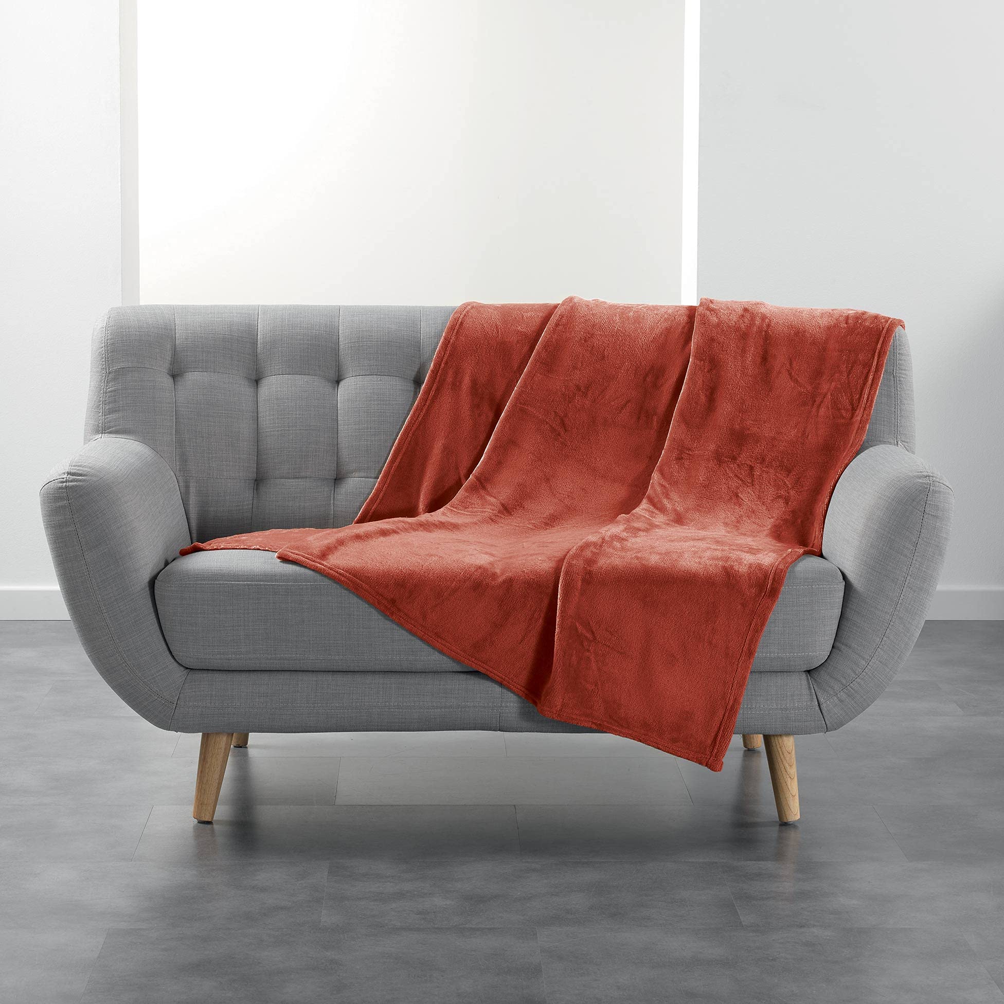 Douceur d'Intérieur FLANOU Throw, Terracotta, 125 x 150 cm