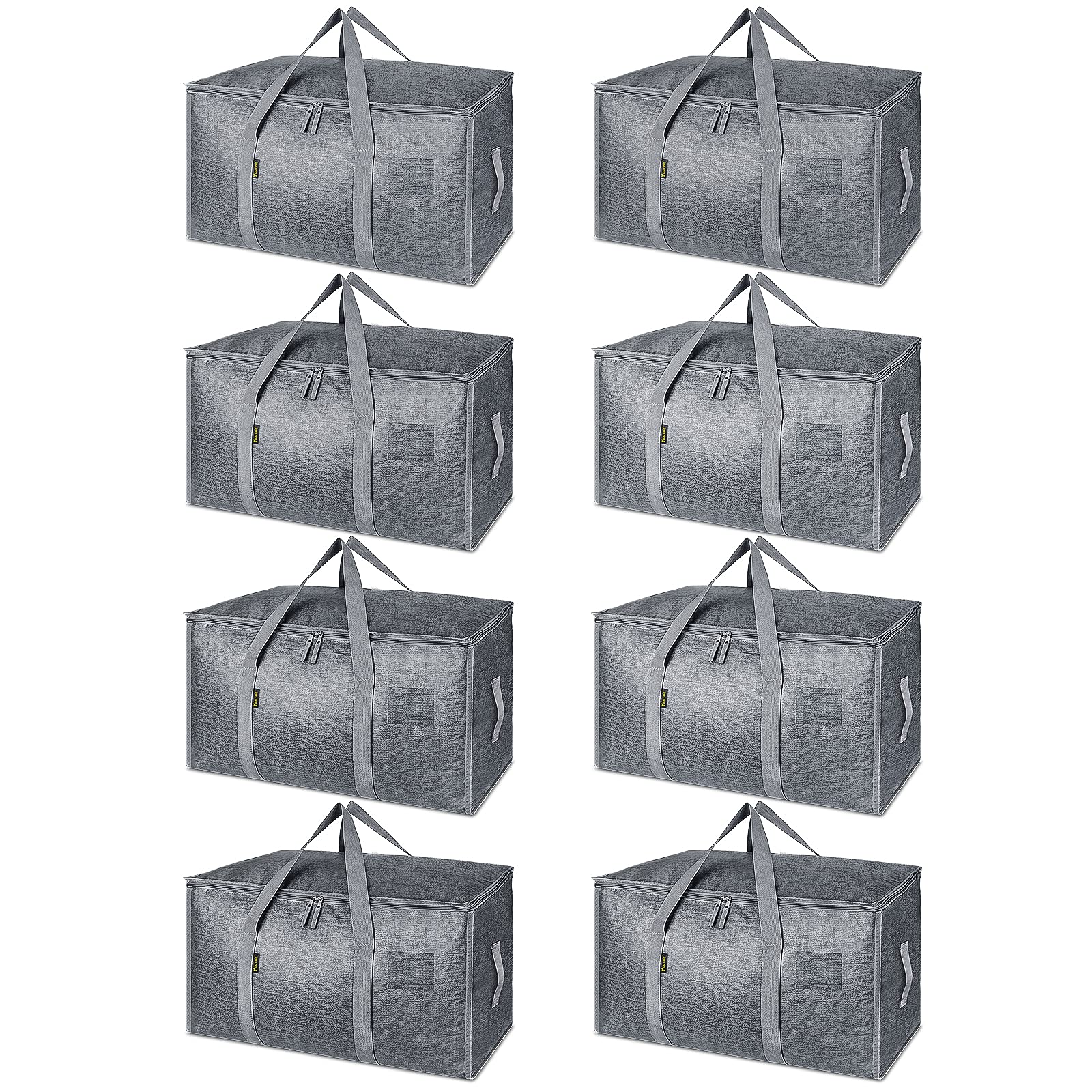 BALEINE 8-Pack Oversized Moving Bags with Reinforced Handles, Heavy-Duty Storage Tote for Clothes, Moving Supplies (Winter Grey, 8-Pack)