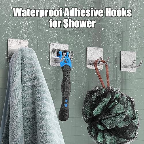 Miniatura 3 de 4 ganchos adhesivos de alta calidad para baño, ganchos autoadhesivos para colgar resistentes, soporte autoadhesivo para pared de ducha inclinada