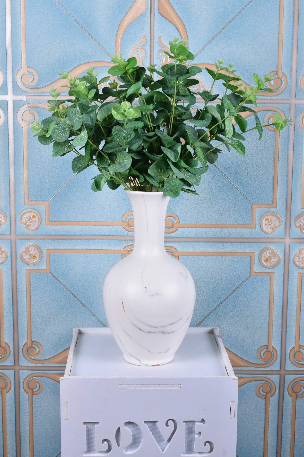 YataiArtificial Greenery Stems Eucalyptus Leaf Silk Greenery Bushes Plastic Plants Floral Greenery Stems for Home Party Wedding Decoration (2)