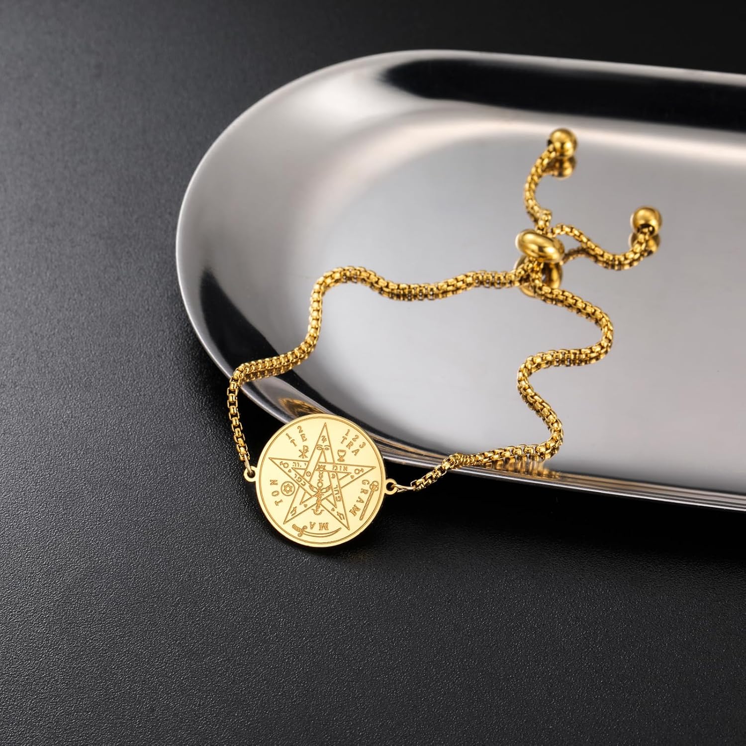 TEAMER Adjustable Tetragrammaton Pentagram Bracelet Solomon Talisman Pentacle Bracelet Protection Jewelry For Women Men - Image 3