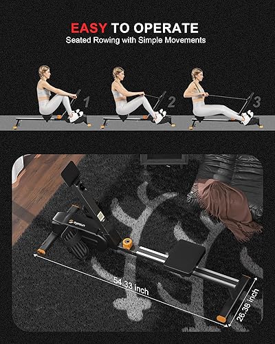 Miniatura 6 de Magnetic Rowing Machine, 350 LB Weight Capacity Rower Machine for Home Use, Tablet Holder and Comfortable Seat Cushion-New Version