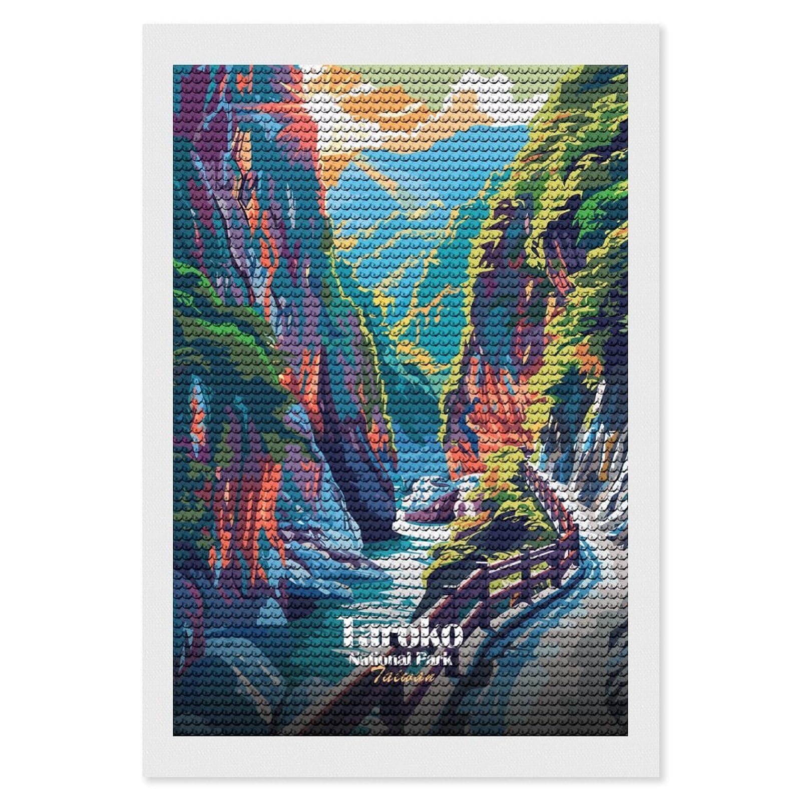 Junmoney Taroko National Park Taiwan Illustration Diamond Painting Kit 8"x12", Easy Handmade Project, Easy to Enjoy, Aesthetic Room Decor, Christmas Gift