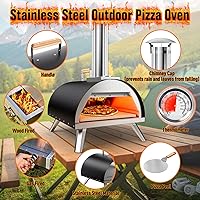 Vista 5 de Horno de pizza multicombustible para exteriores, horno portátil de 12 pulgadas a leña y gas con termómetro, manguera de gas y piedra para pizza