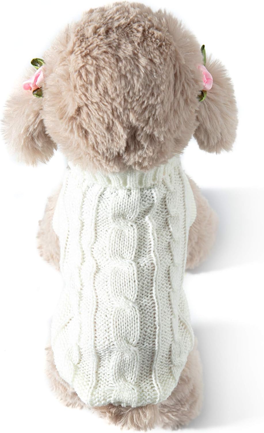 EmmaWu Small Dog and Cat Classic Sweater Knitwear Knitted Sweater Clothes (10 inch,White)