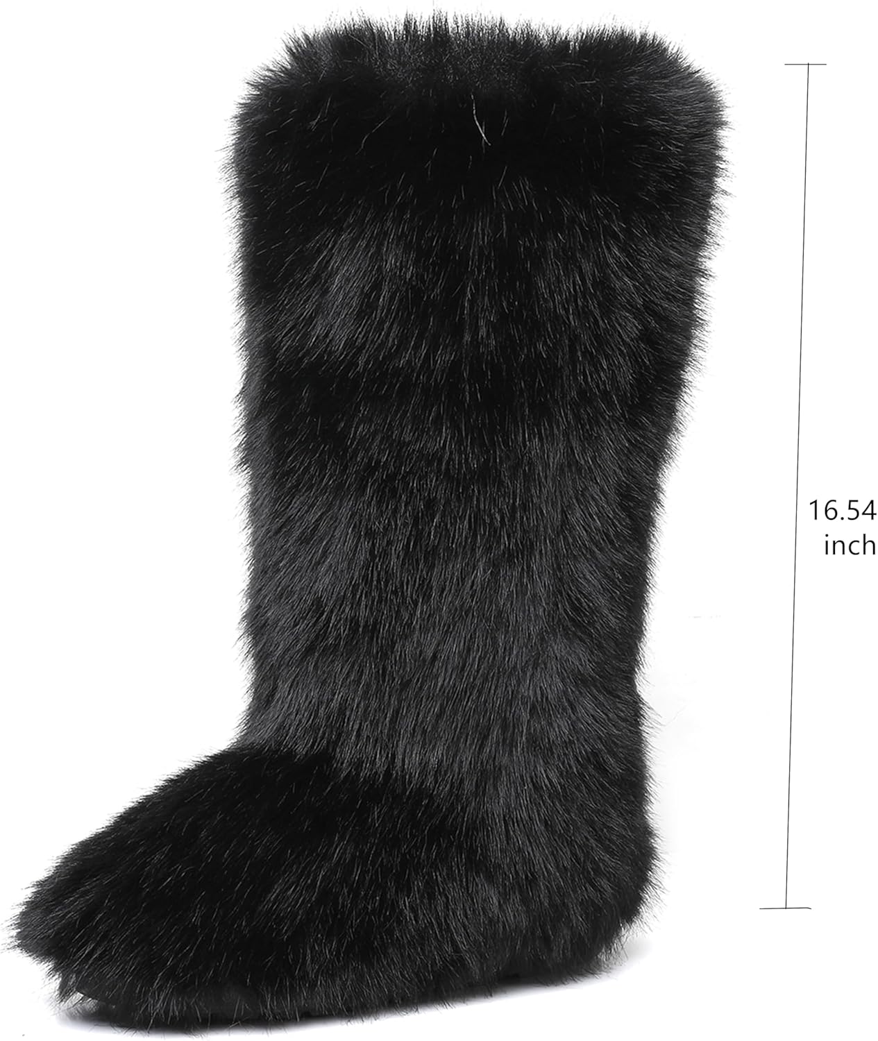 Fur Boots for Women,Furry Fluffy Fuzzy Knee High Snow Boots Winter Warm Soft Brown Black Faux Fur Boots - Image 5