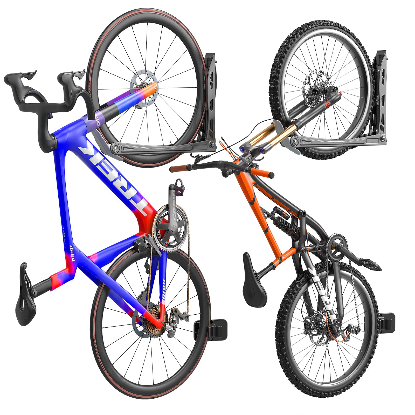 organizelink BIKEPAL No-Lift Swivel Bike Rack Wall Mount - Foldable Space Saving Design, Heavy-Duty Steel, 78lb Capacity, Fits 18-28