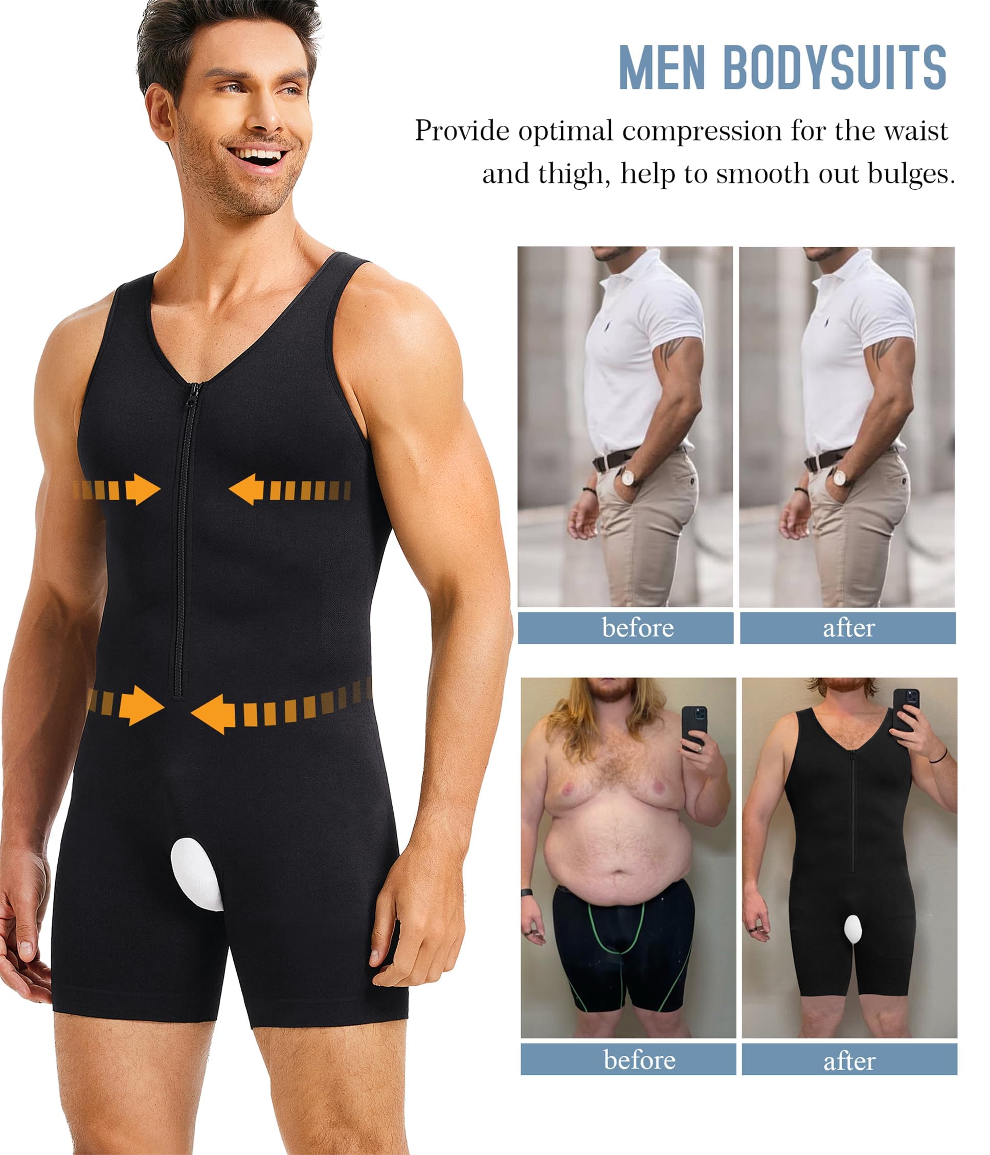 KUMAYES Débardeur Homme Sculptant Full Body Shaper sans Couture Gaine Ventre Plat Compression Shirt Minceur sous-vêtements