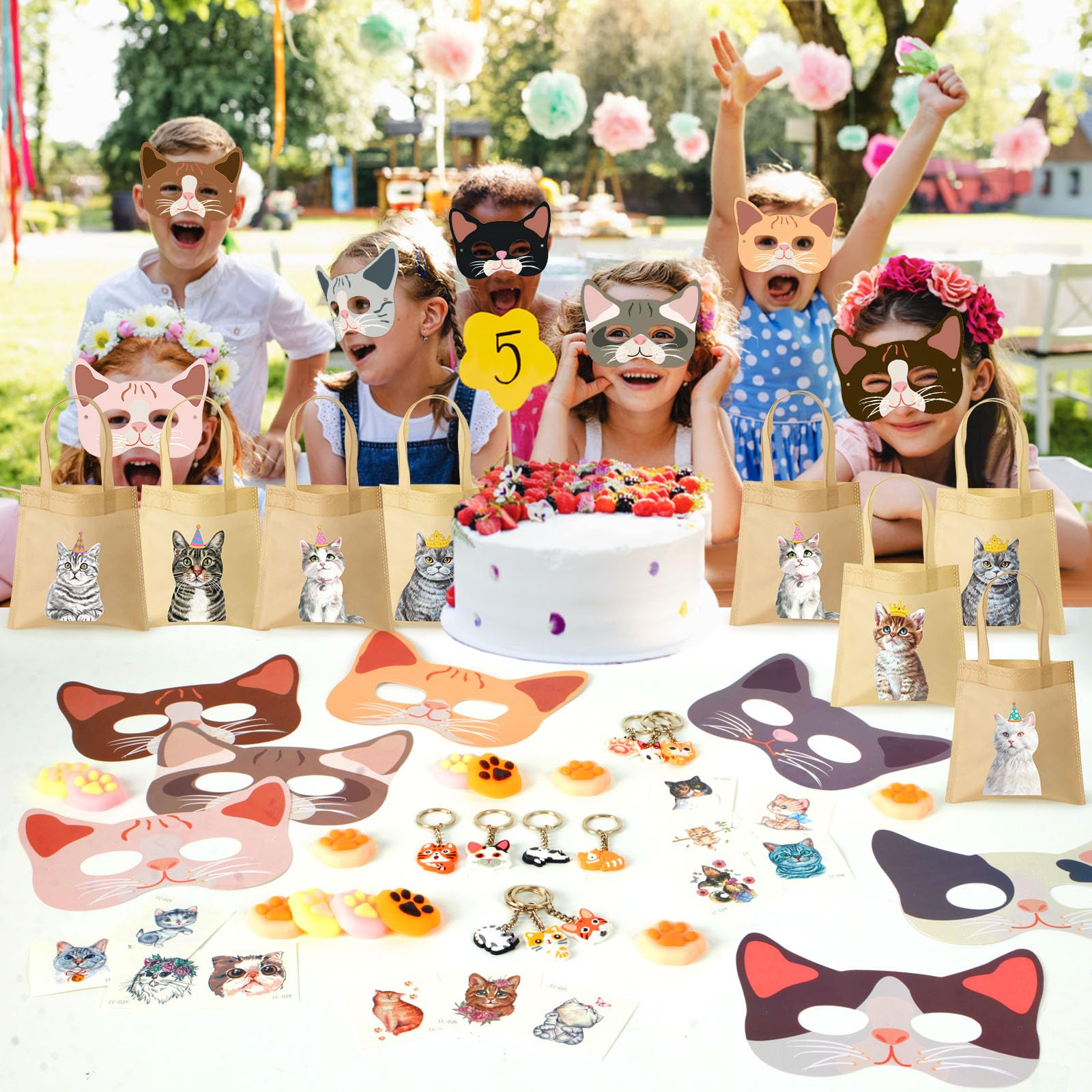 Tacobear Gatto Gadget Compleanno Bambini Regalini Fine Festa Compleanno Bomboniere Sacchetti Regalo Portachiavi Modello Tatuaggi Sticker Maschera Giocattolo Bambina Bustine Regalini Fine Festa Bambini