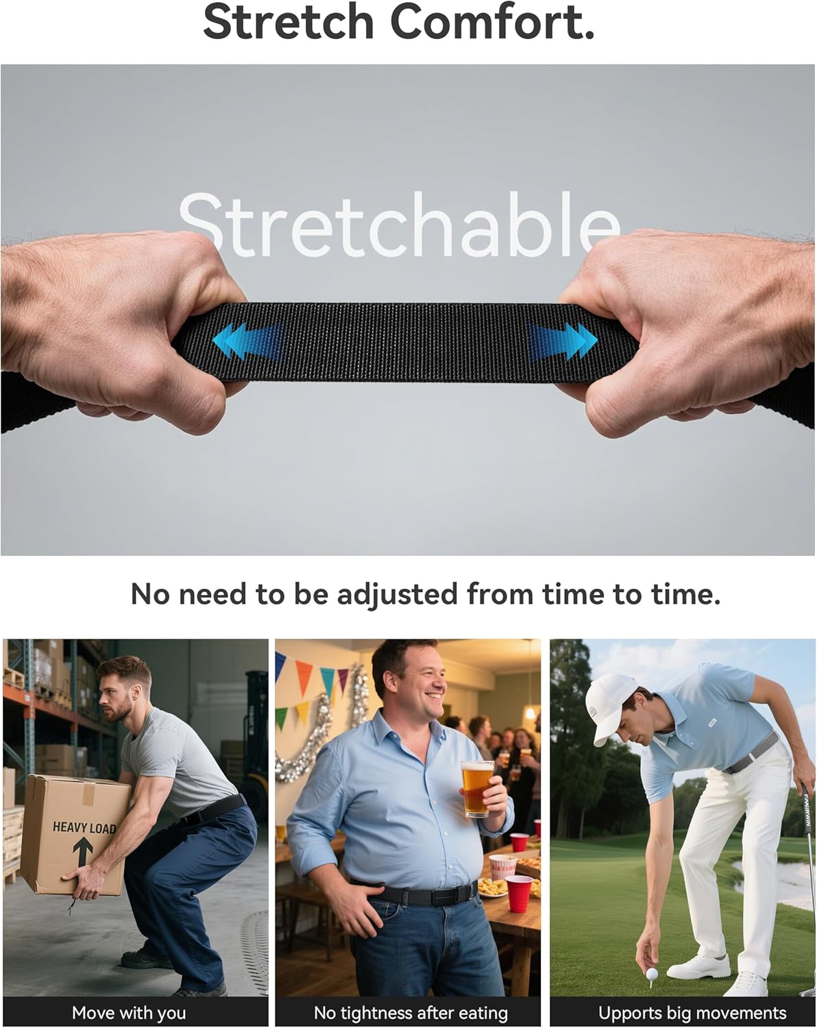 MILORDE Men's 2Pack Nylon Ratchet Belts, 1.38" Casual Web Click Belt for Jeans, Business Dress, Adjustable Trim to Fit - Image 2