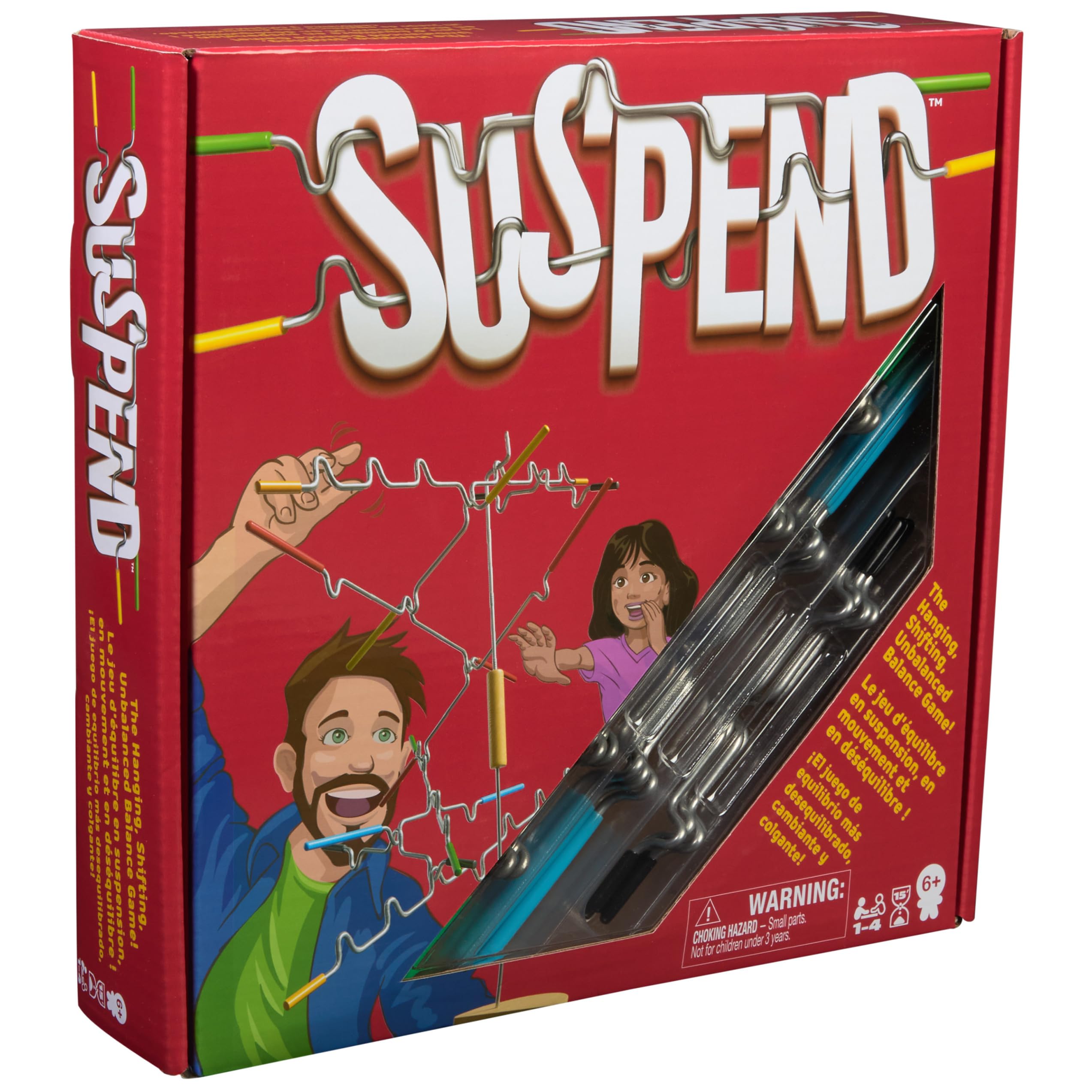 Spin Master Games, Suspend, un juego familiar de equilibrio de manos difíciles y constantes, actividad divertida para niños, adultos y noche de juego familiar, juguete de aprendizaje, 1-4 jugadores
